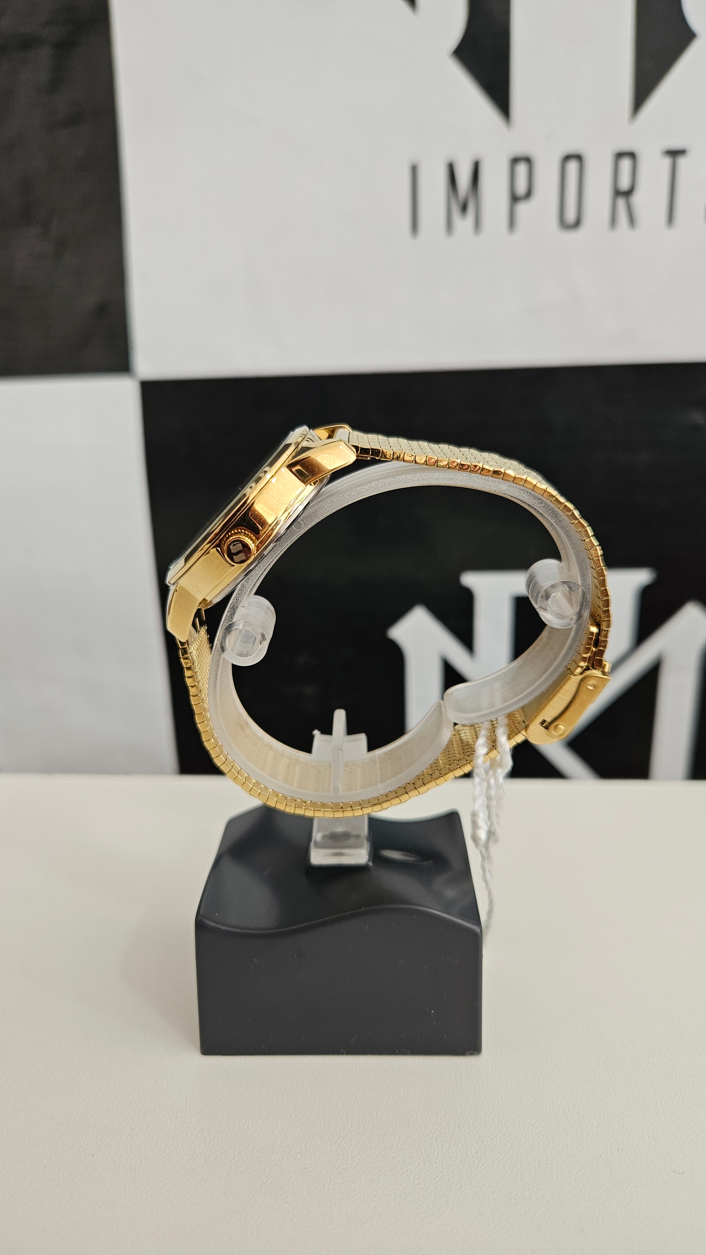 Relógio Feminino Seculus Dourado Analógico com Pulseira Texturizada