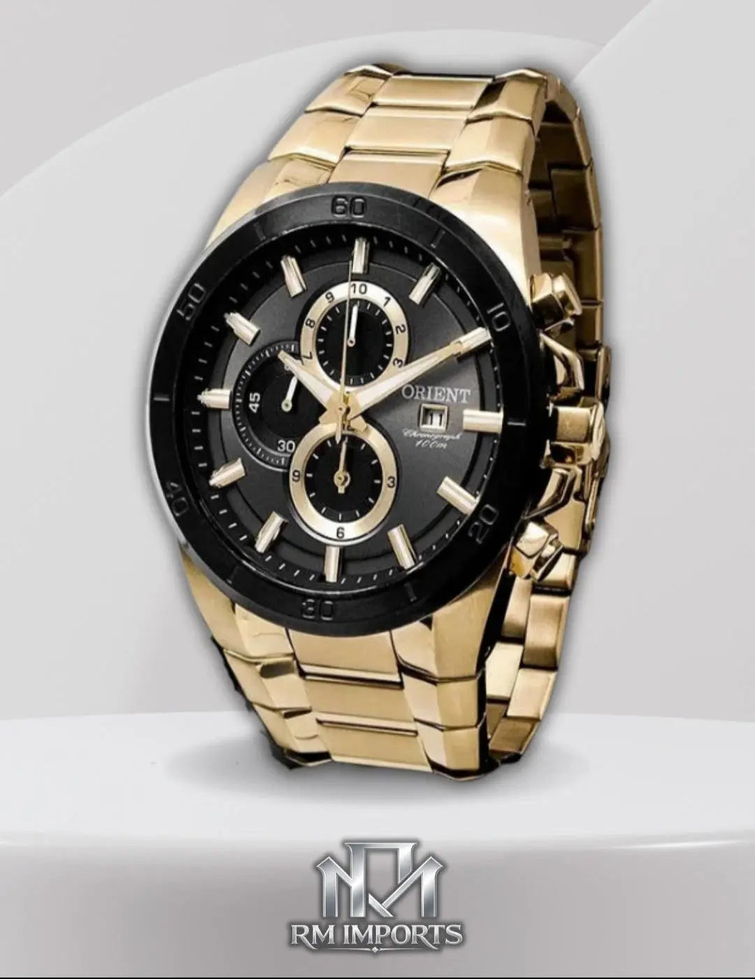 Relógio Masculino Orient Dourado Cronógrafo RM IMPORTS