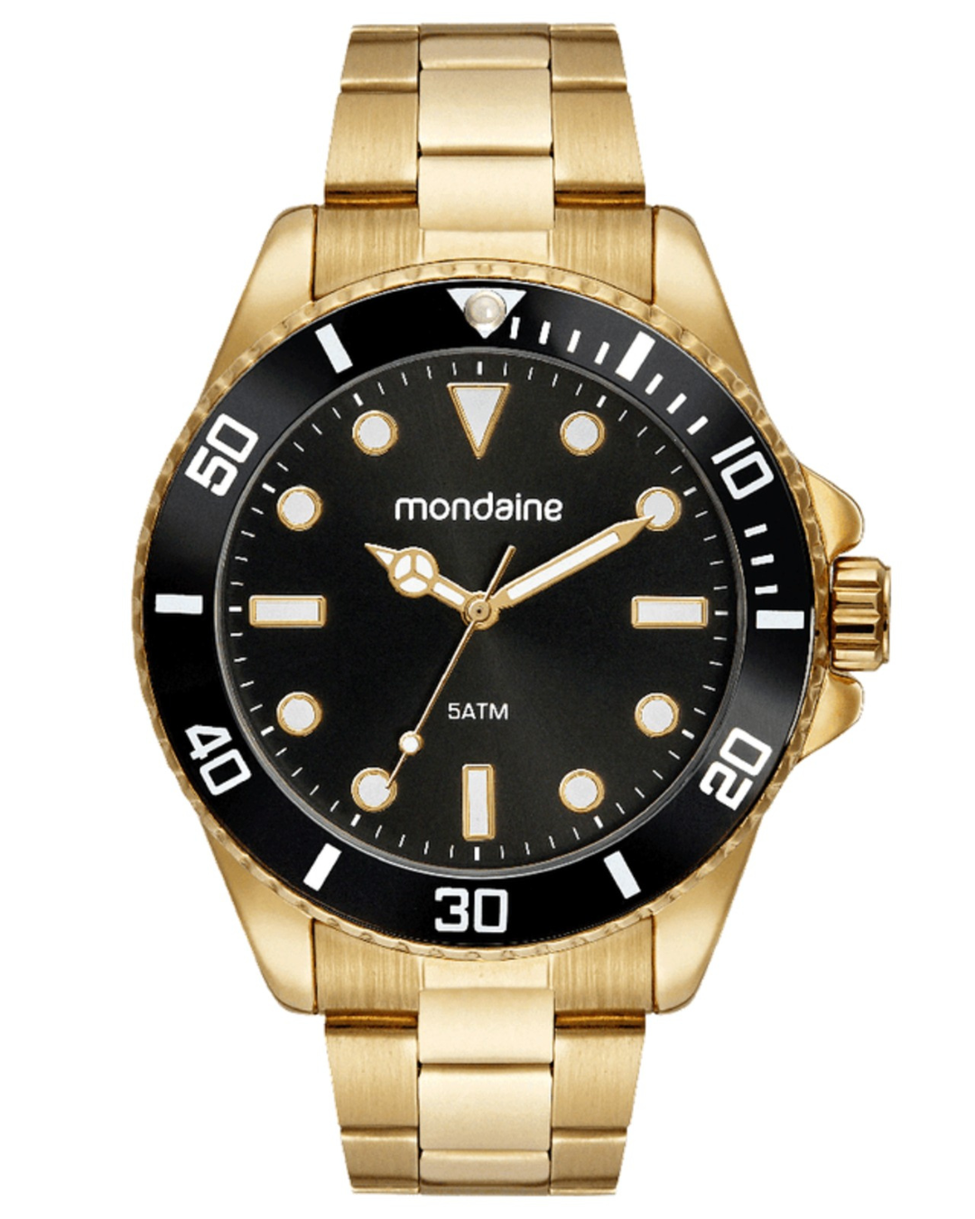Relógio Mondaine Masculino Dourado com Mostrador Preto