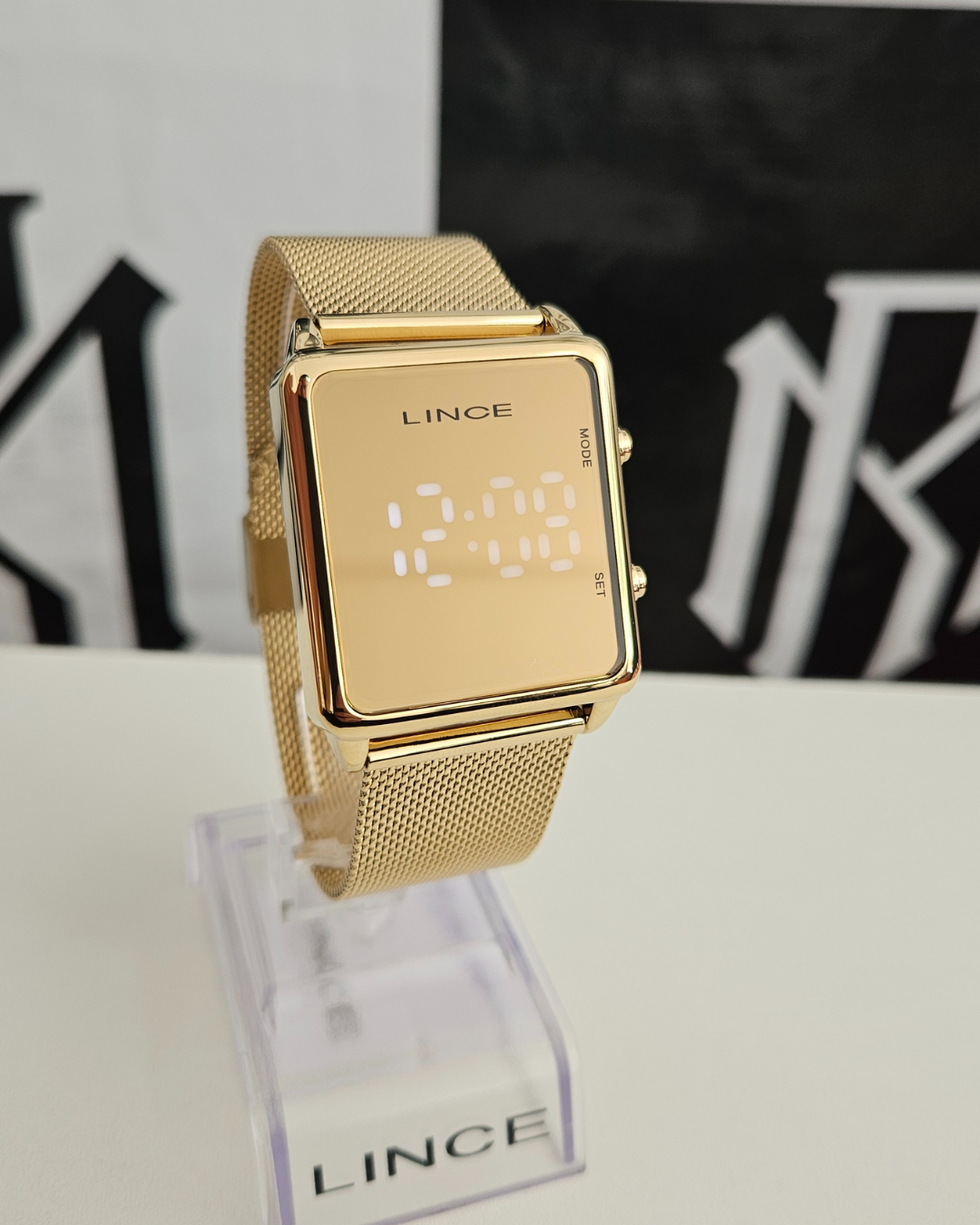 Relógio Lince Feminino Ref: Mdg4619l Bxkx Digital LED Dourado