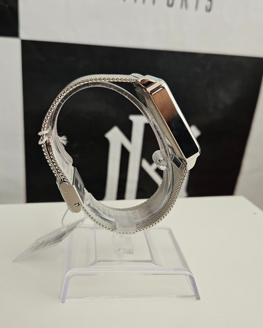 Relógio Lince Feminino Digital Prata LED Branco