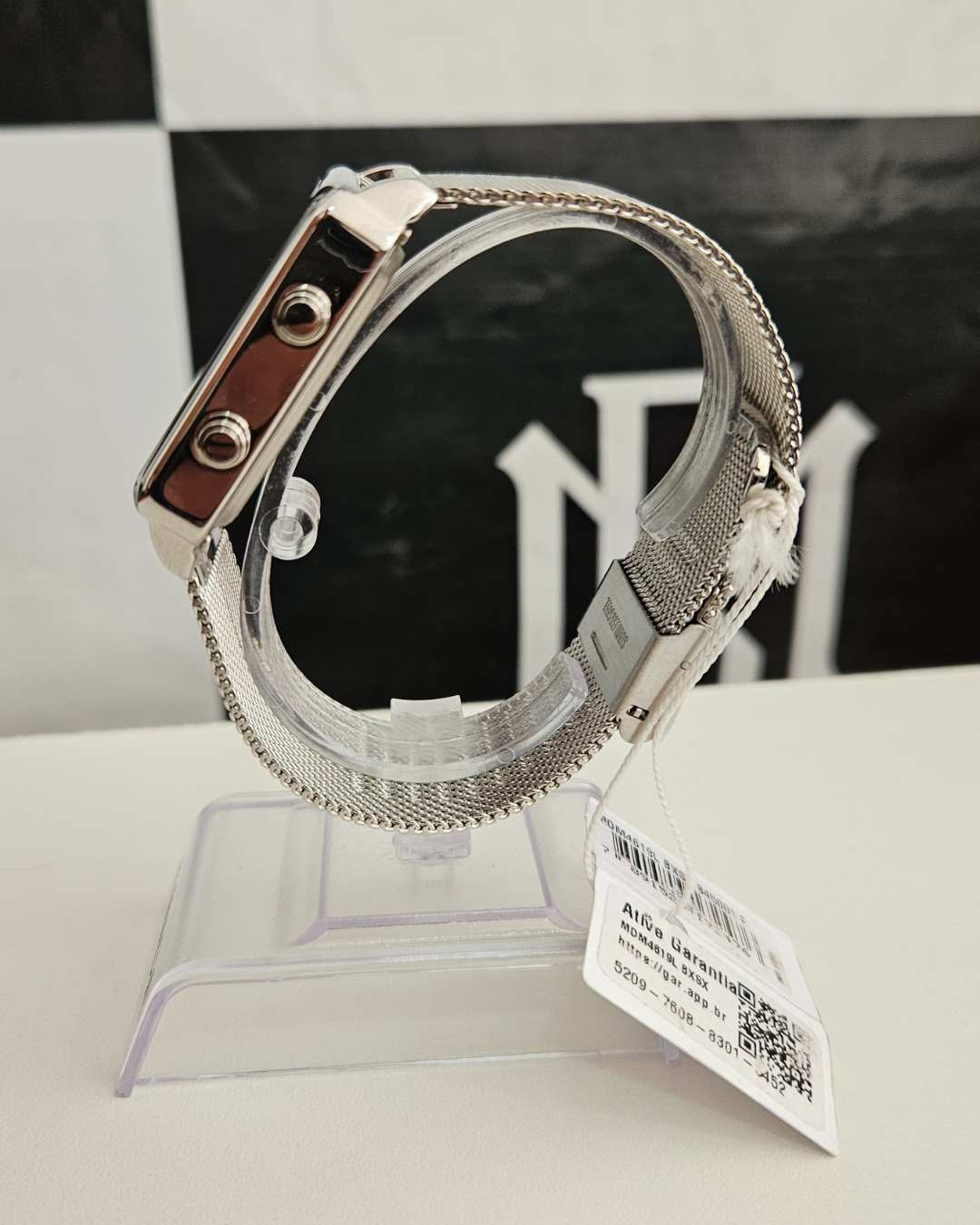 Relógio Lince Feminino Digital Prata LED Branco