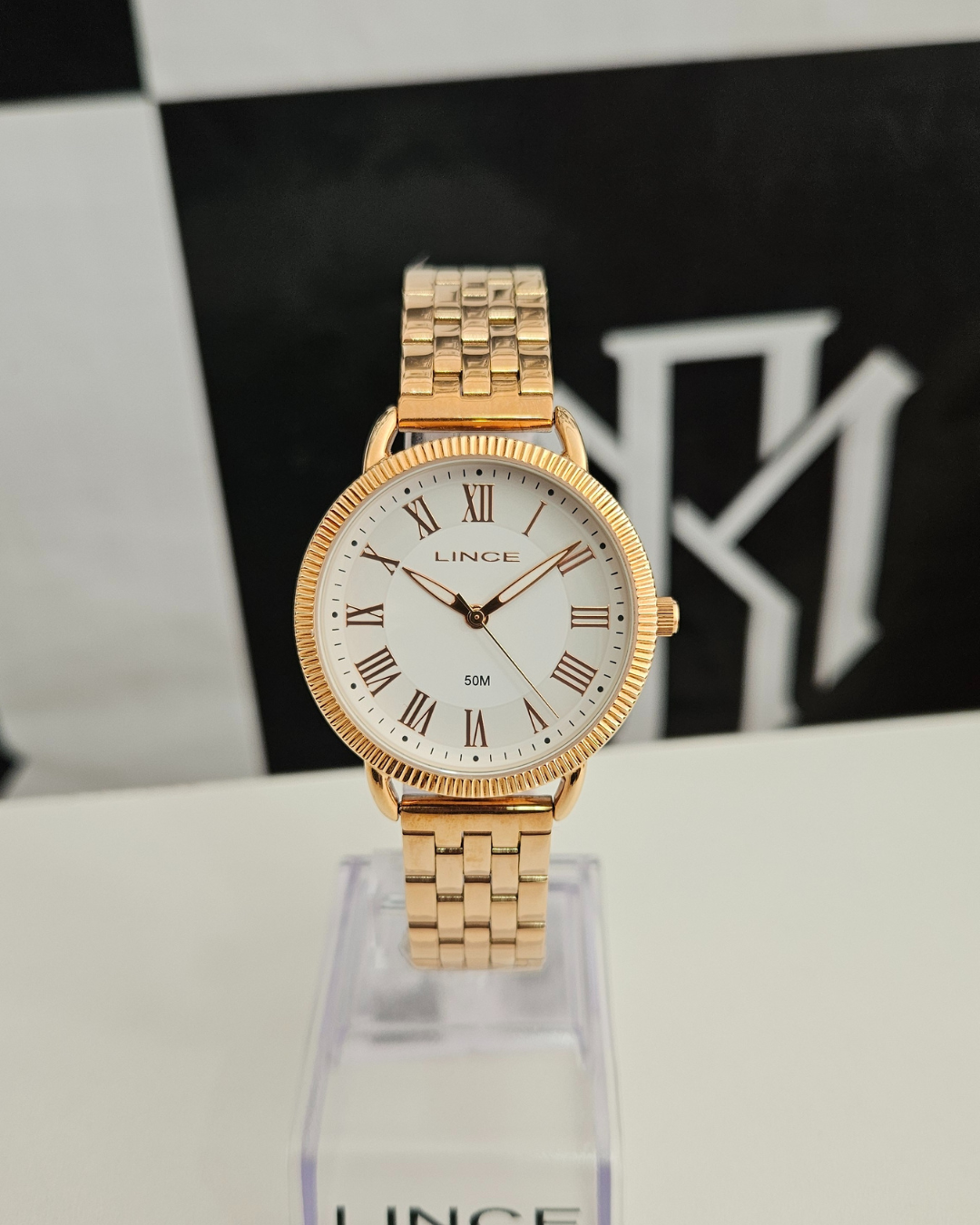 Relógio Lince Rosê Gold Feminino Romano