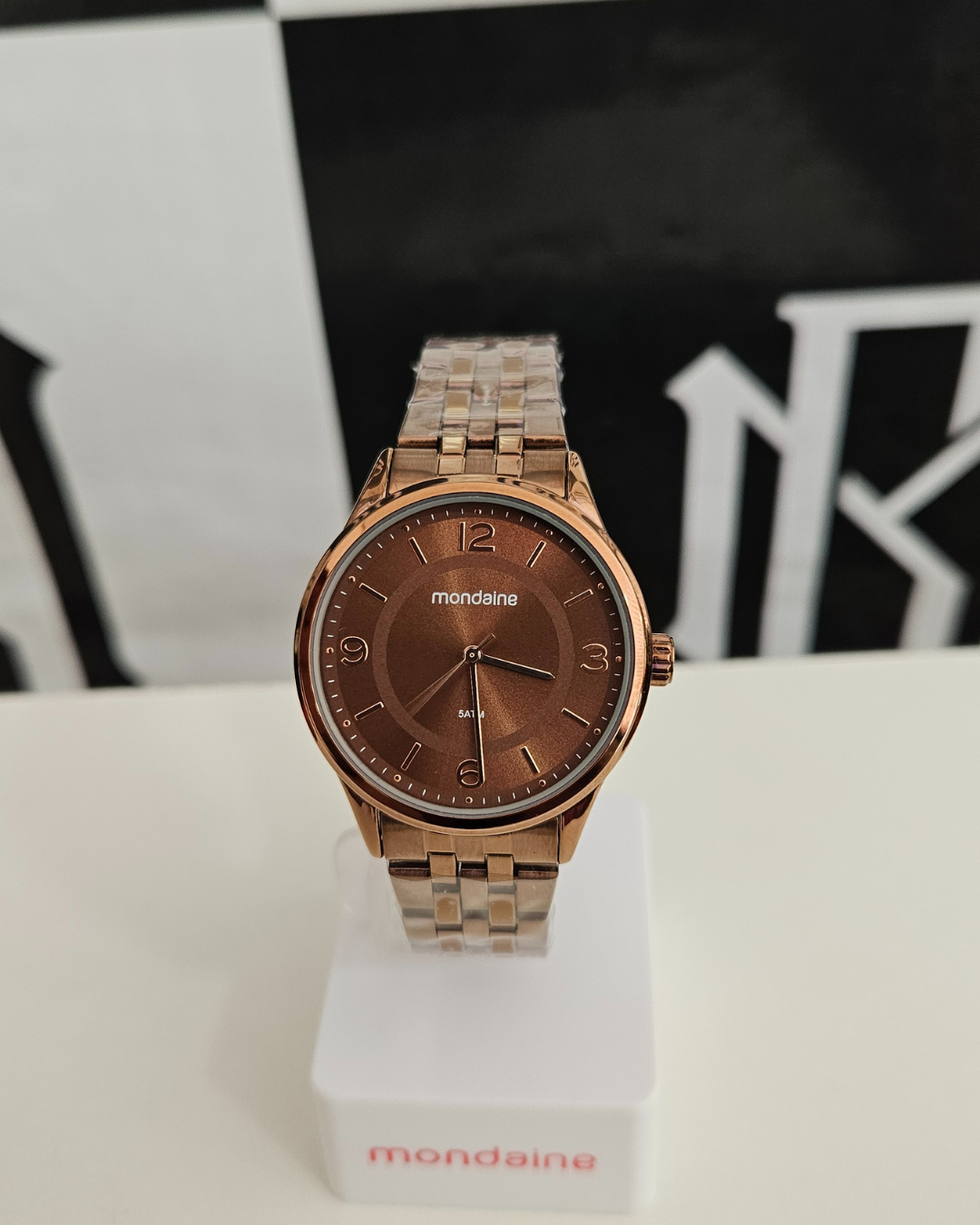 Relógio Mondaine Feminino Aço Marrom Rosé