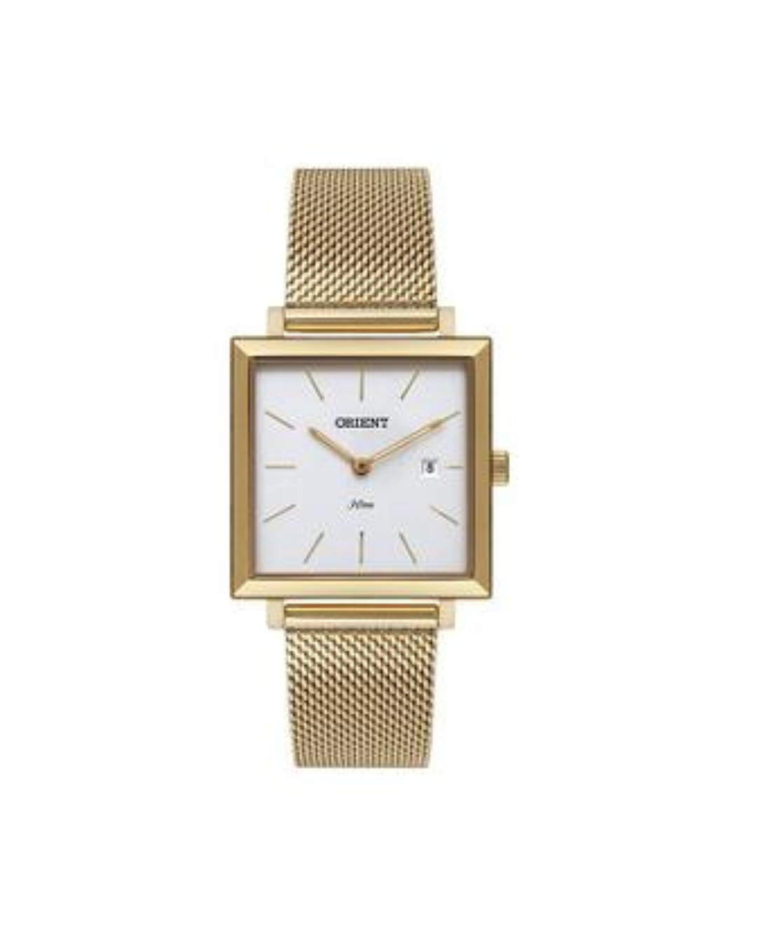 Relógio Feminino Orient com Vidro de Safira Dourado Quadrado