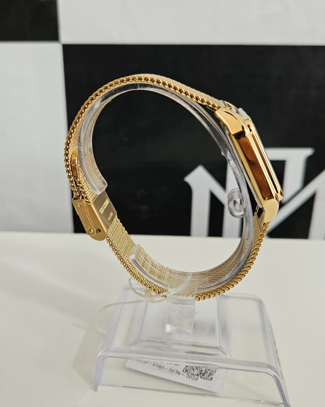 Relógio Feminino Lince Quadrado Dourado com Pulseira Mesh