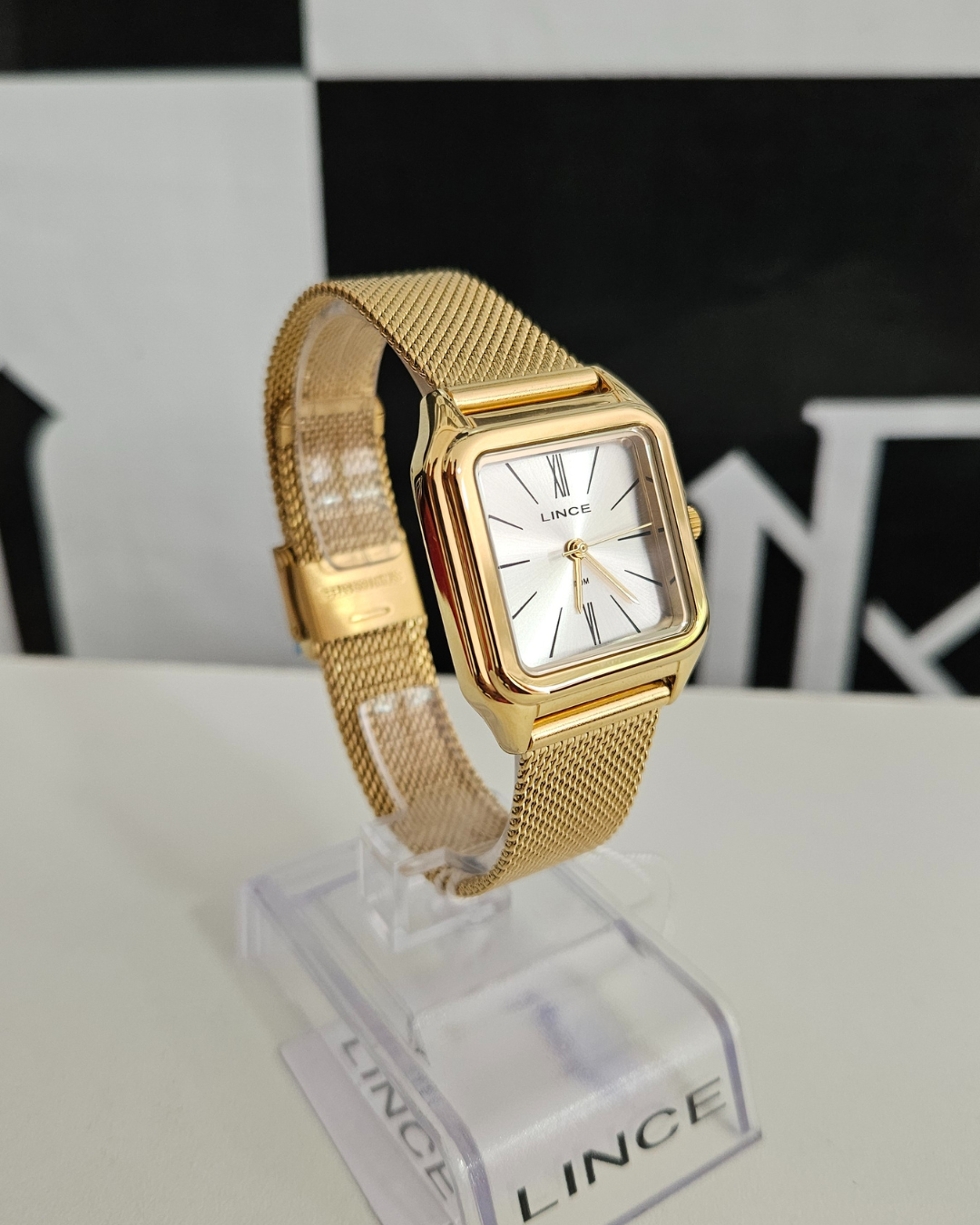 Relógio Feminino Lince Quadrado Dourado MQGH248L34