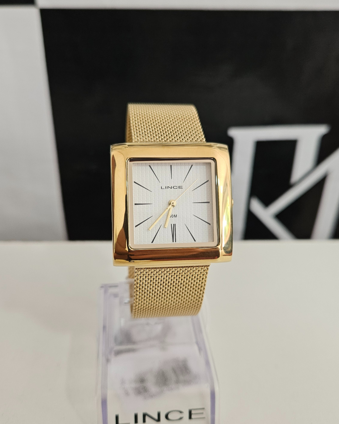 Relógio Feminino Lince Quadrado Dourado MQGH248L34