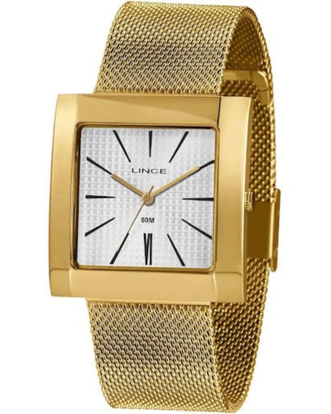 Relógio Feminino Lince Quadrado Dourado MQGH248L34