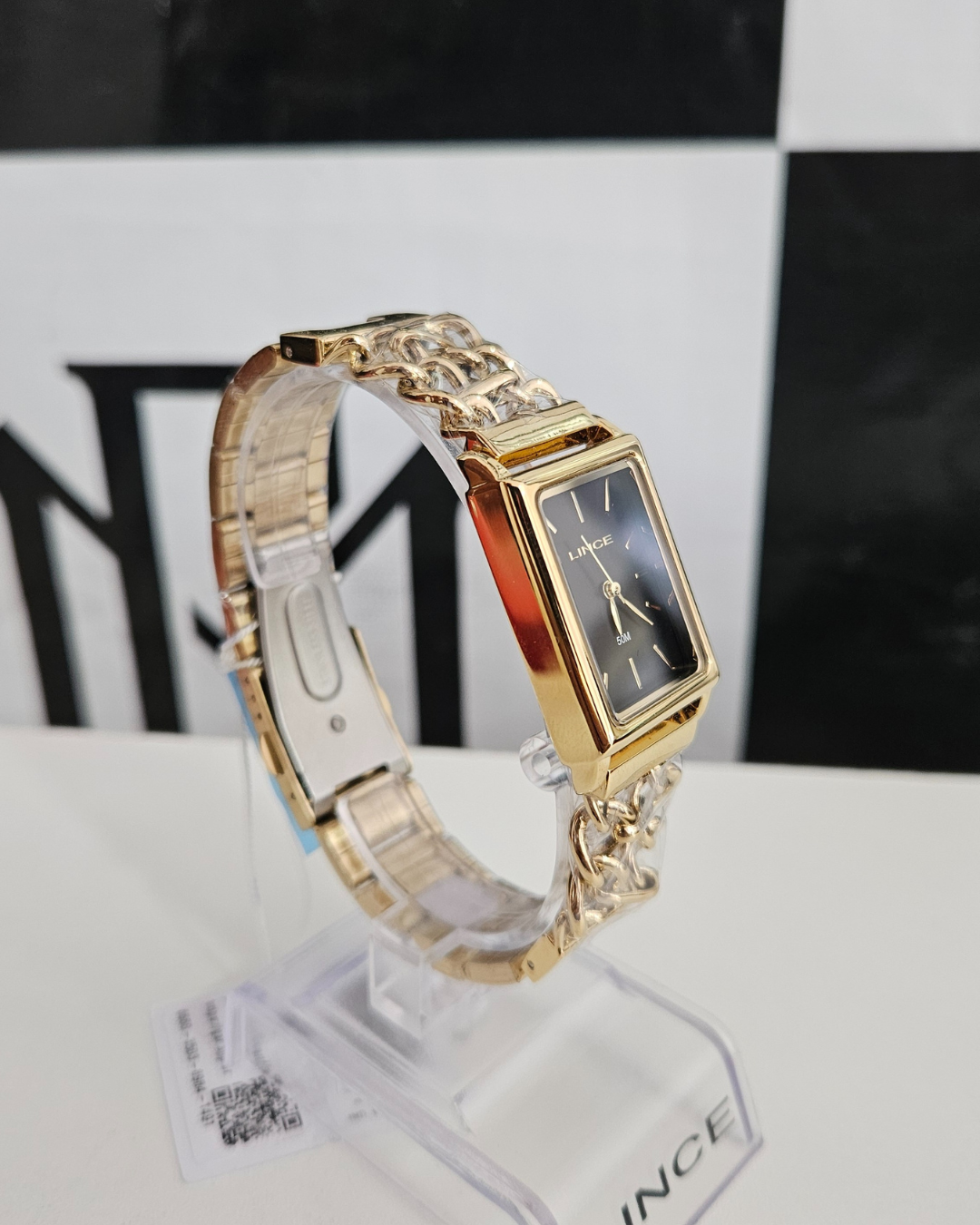 Relógio Feminino Lince Dourado Retangular Chain LQG4798L23