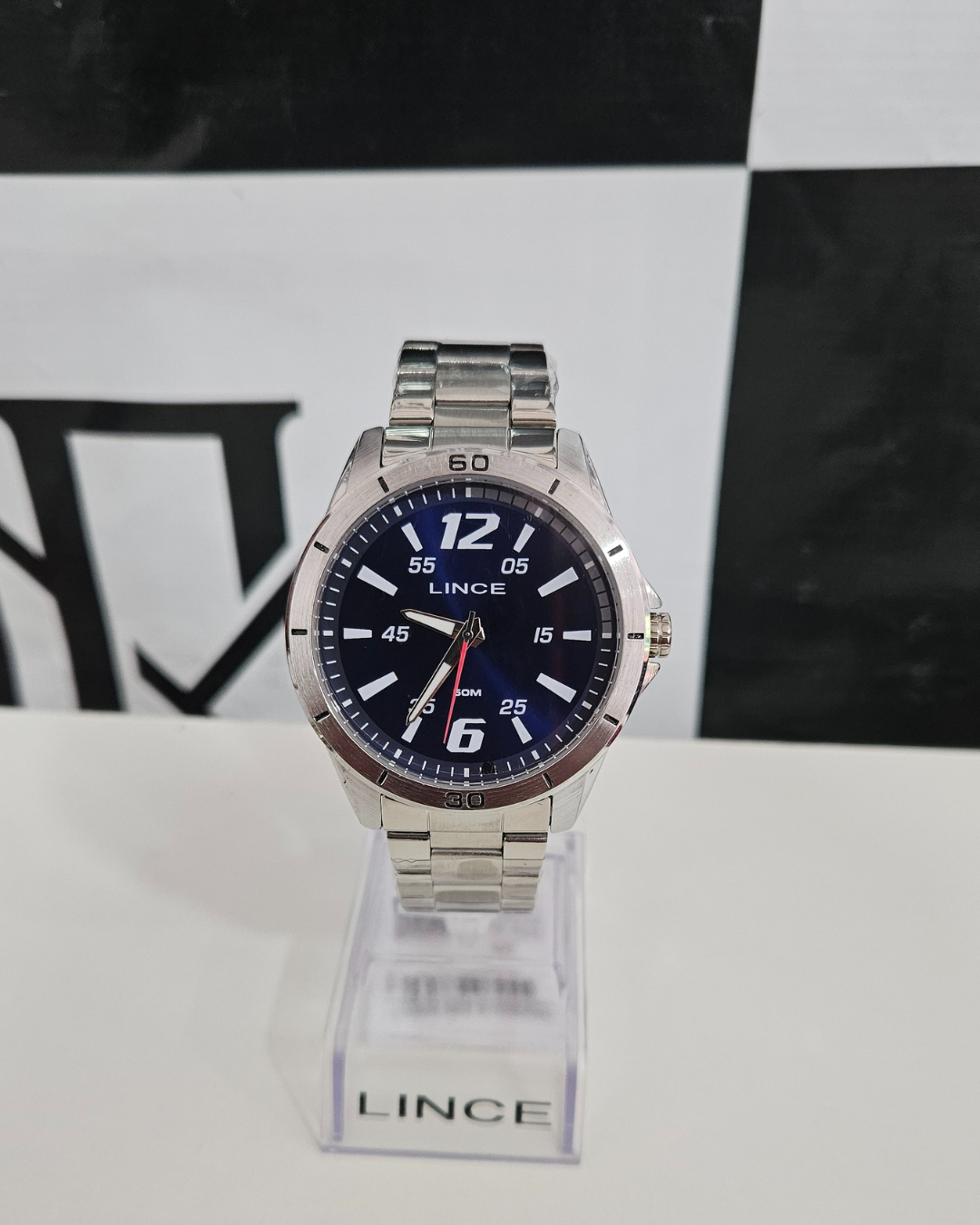 Relógio Masculino Lince Prata Aço Inoxidável Mostrador Azul RM IMPORTS