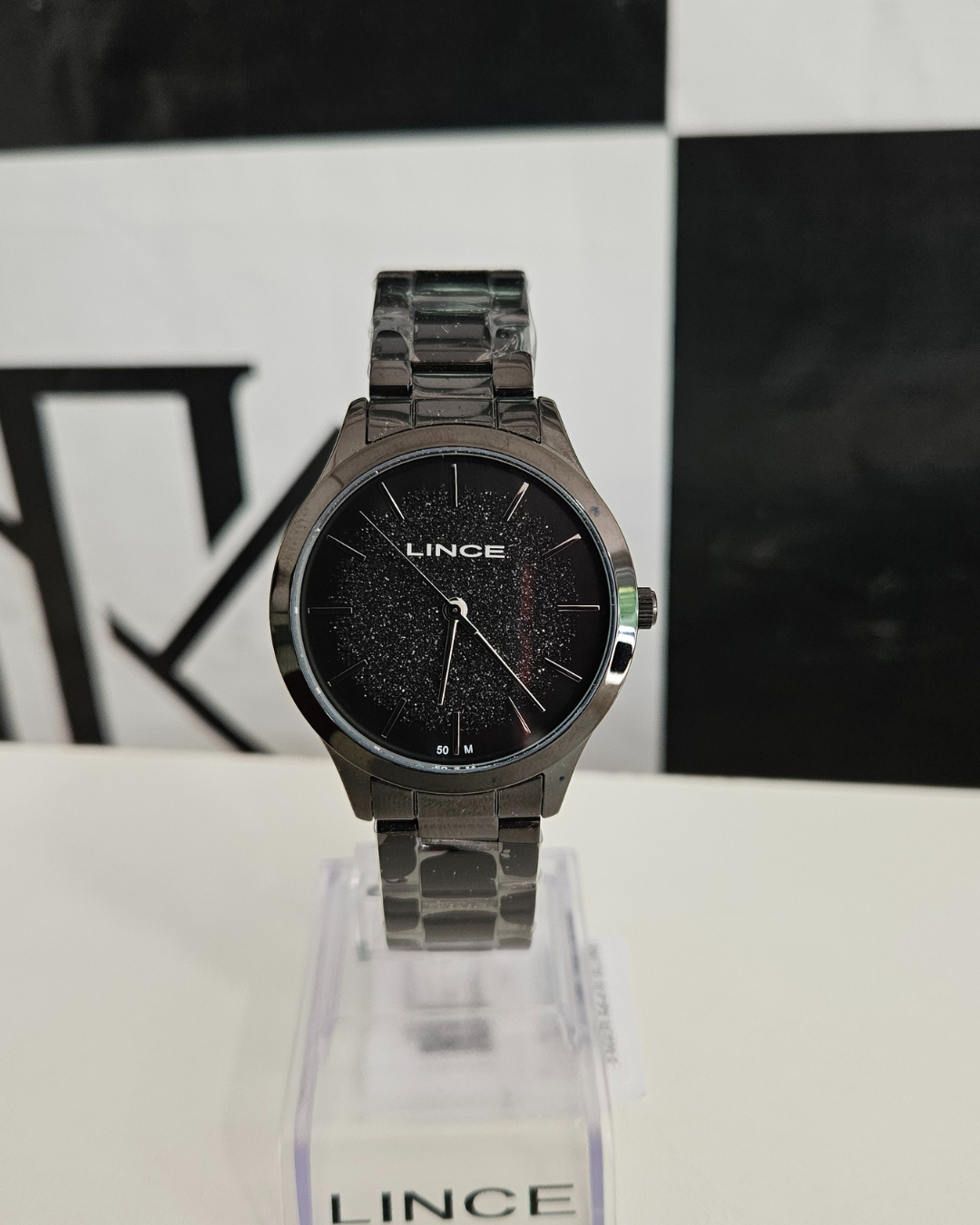 Relógio Lince Feminino Preto All Black com Mostrador Cintilante