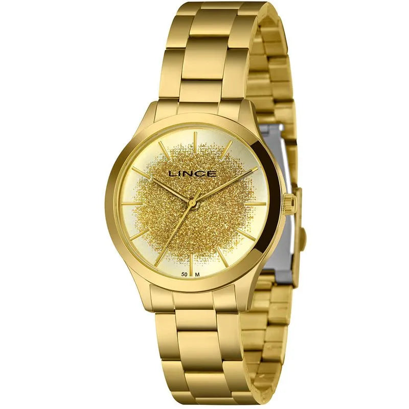 Relógio Feminino Lince Dourado Glitter – Ref. LRG4774L38-C1KX