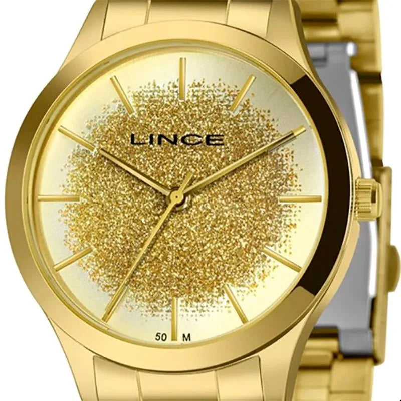 Relógio Feminino Lince Dourado Glitter – Ref. LRG4774L38-C1KX RM IMPORTS