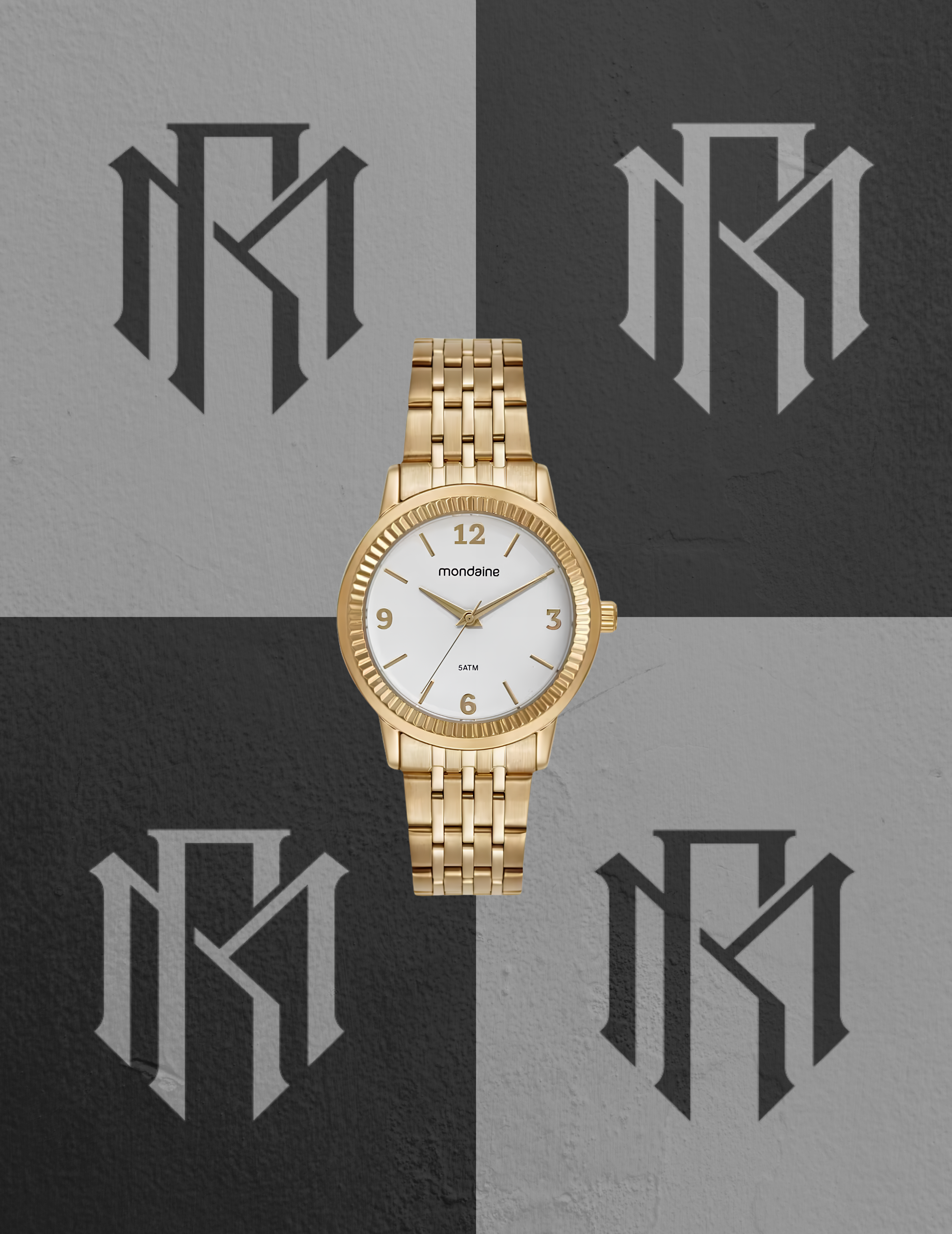 Relógio Mondaine 32841LPMVDE1 Feminino Dourado Catraca Serrilhada 40mm