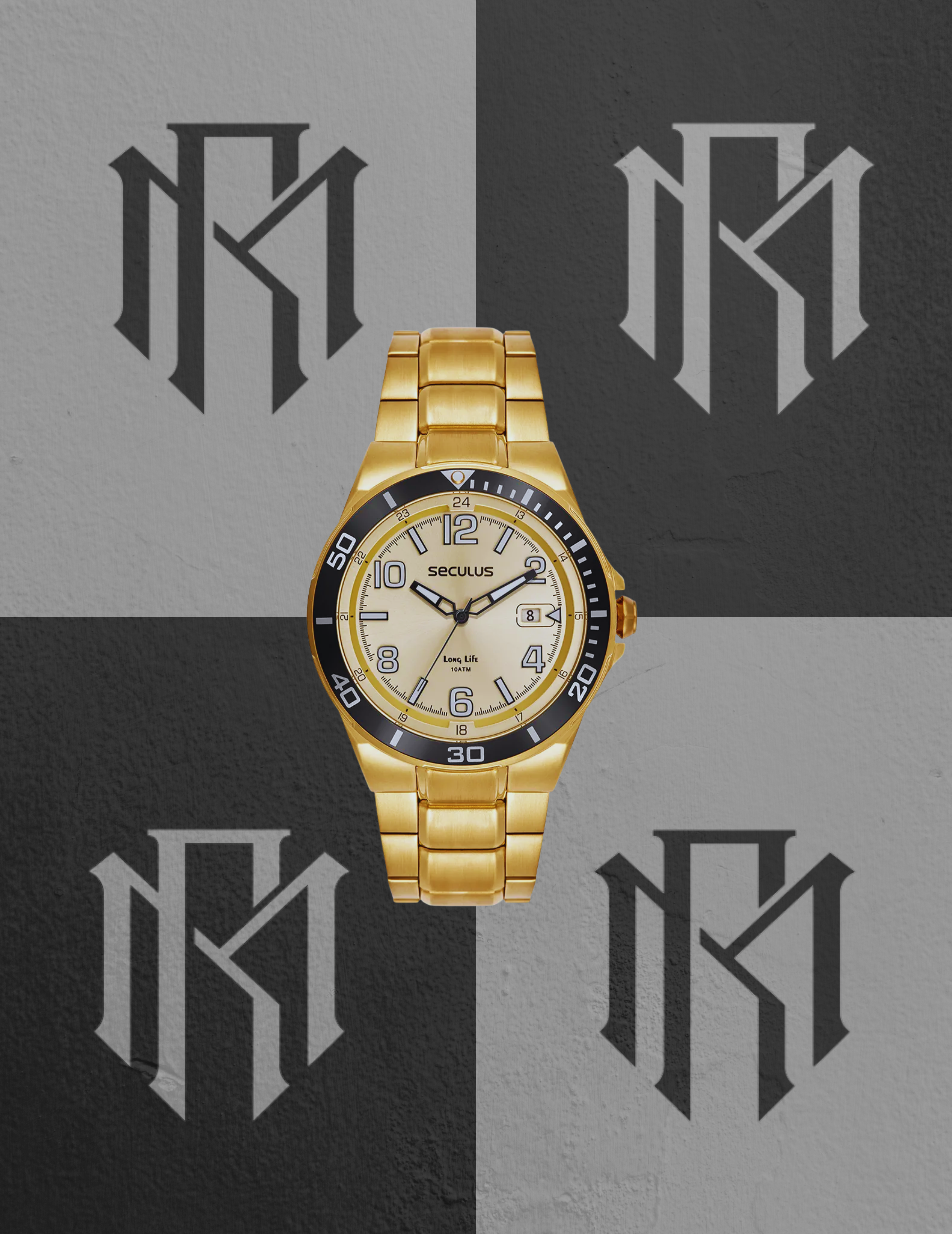 Relógio Seculus 77348GPSVDA2 Masculino Aço Dourado Calendário 10ATM
