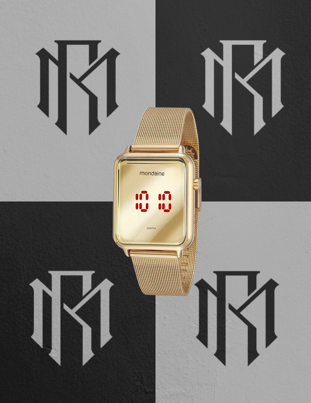 Relógio Mondaine 32721LPMVDE1 Feminino Digital Dourado Malha de Aço