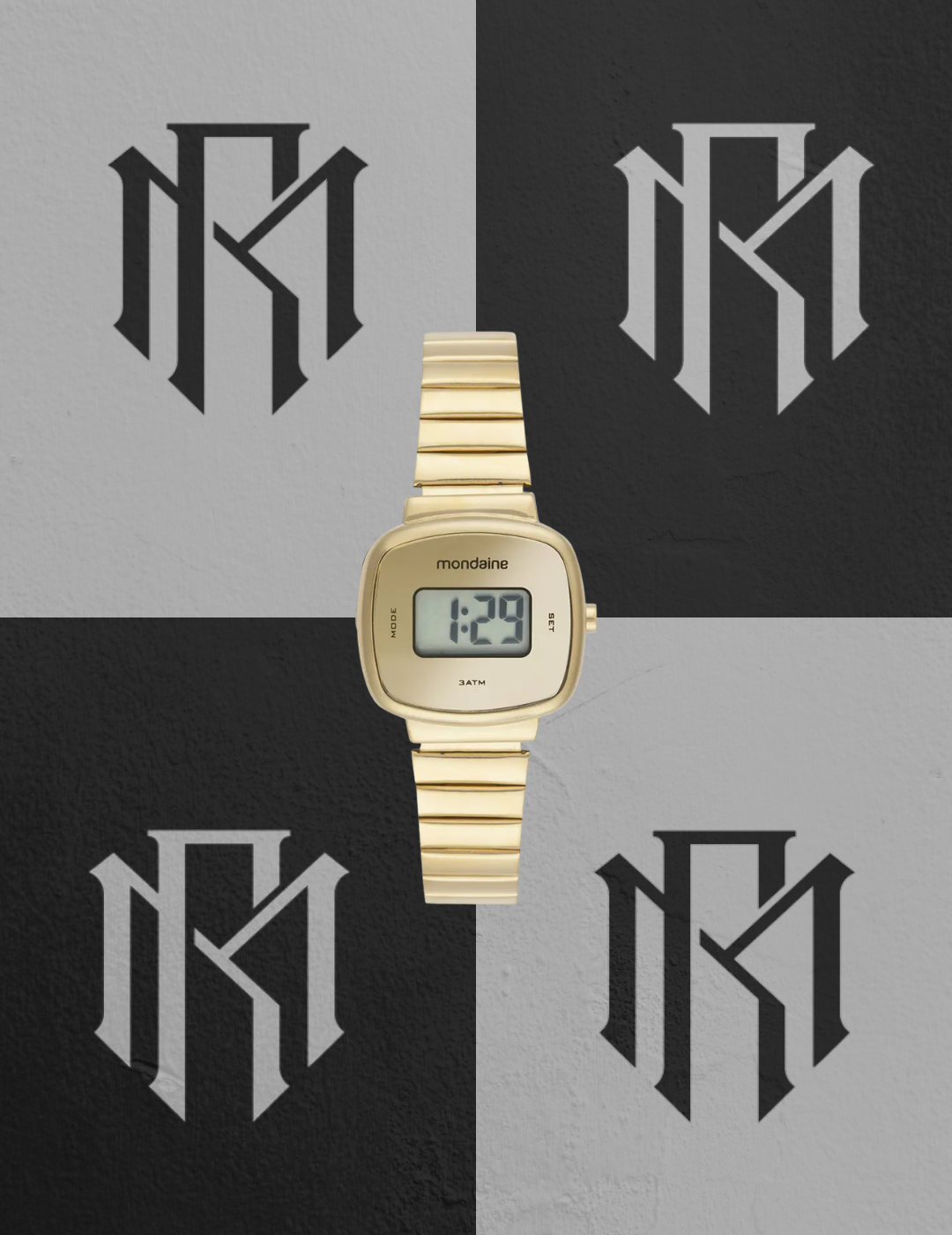 Relógio Mondaine 32954LPMVDE1 Feminino Digital Quadrado Dourado