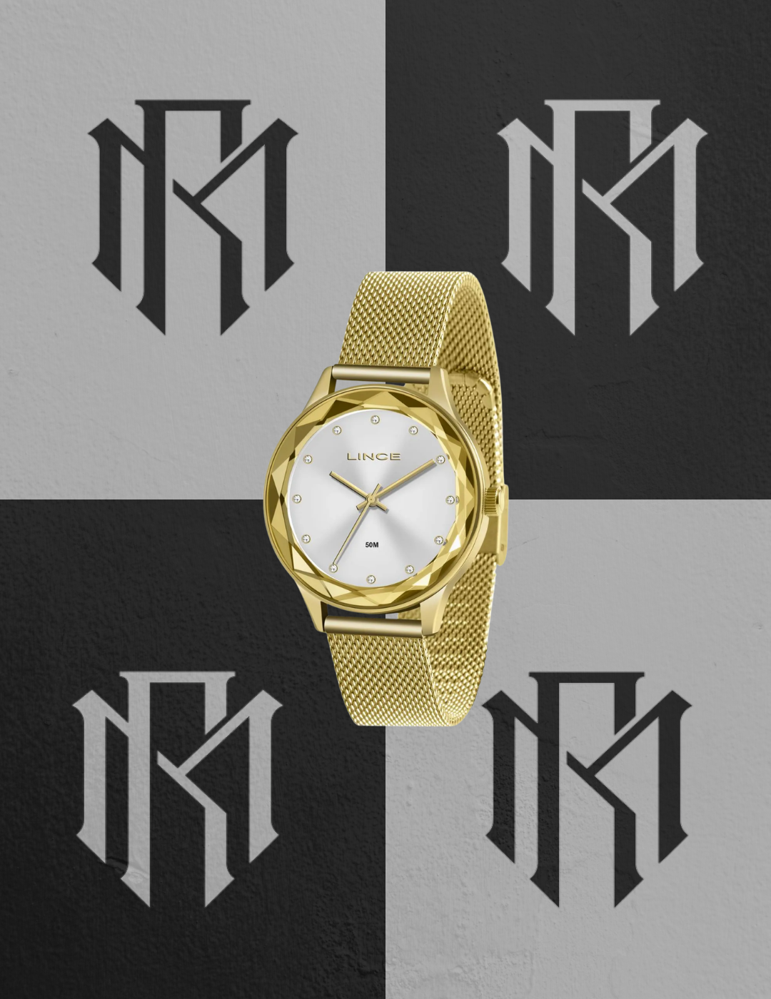 Relógio Lince LRG4707L S1KX Feminino Dourado Malha de Aço