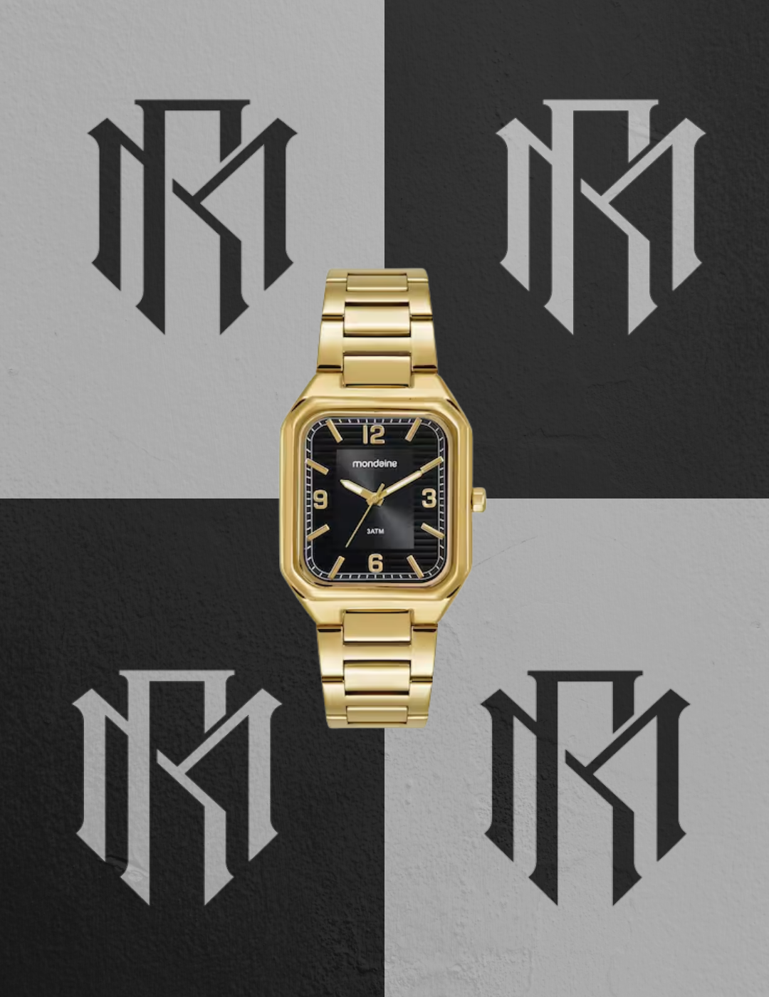 Relógio Mondaine 99902GPMVDE1 Masculino Retangular Dourado