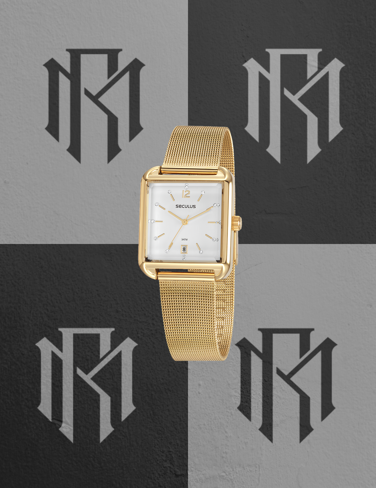 Relógio Seculus 77082LPSVDS1 Feminino Quadrado Dourado