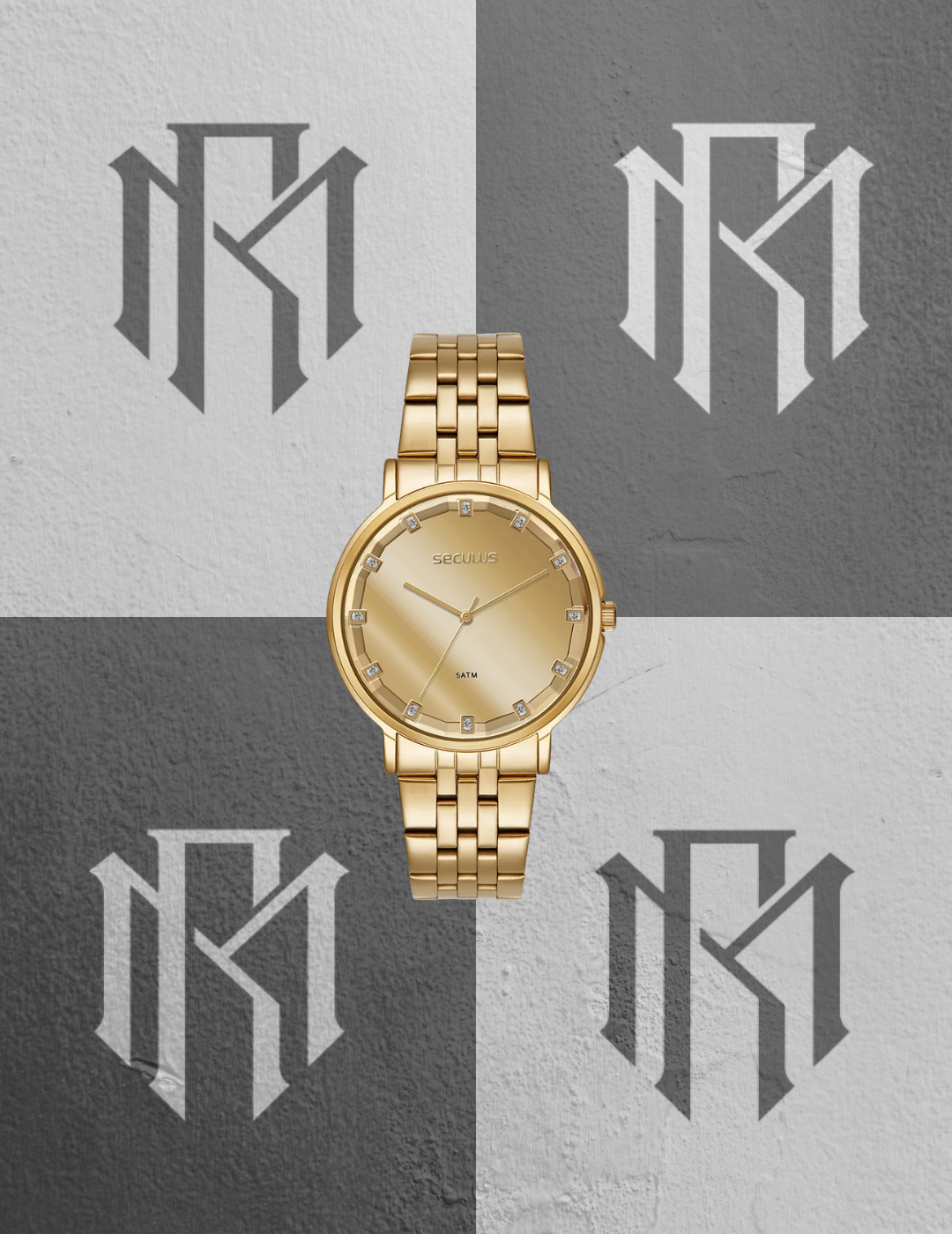Relógio Seculus Vidro Facetado Dourado Feminino 44306LPSVDS1