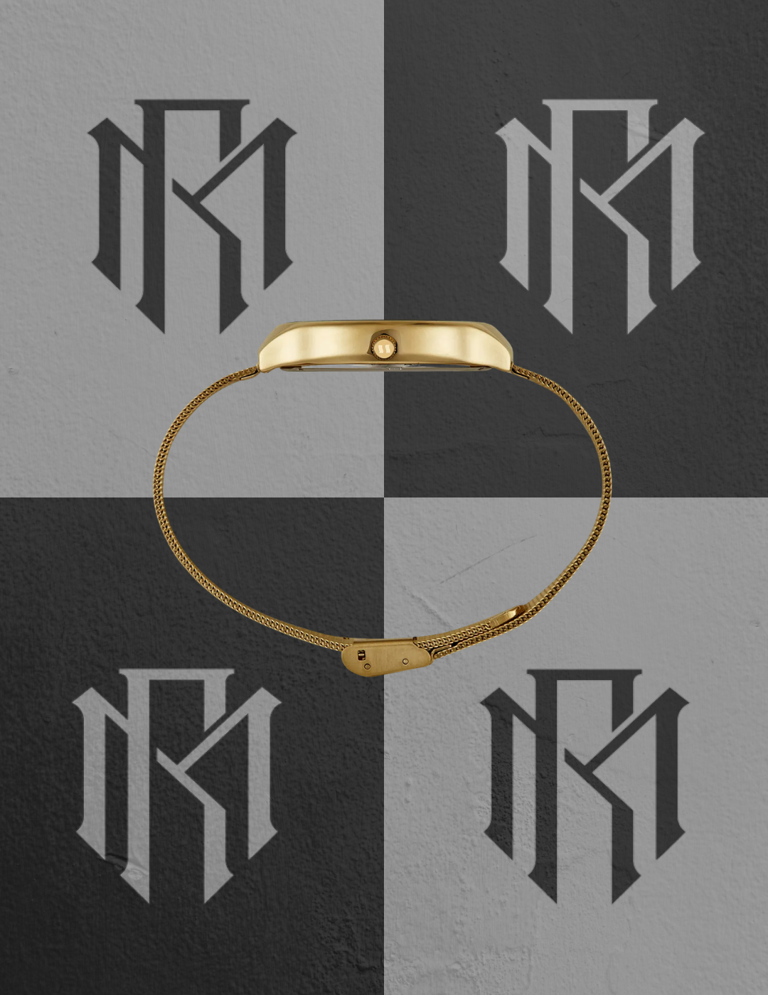 Relógio Seculus Dourado Mostrador Preto Pulseira Mesh 77317LPSVDS2