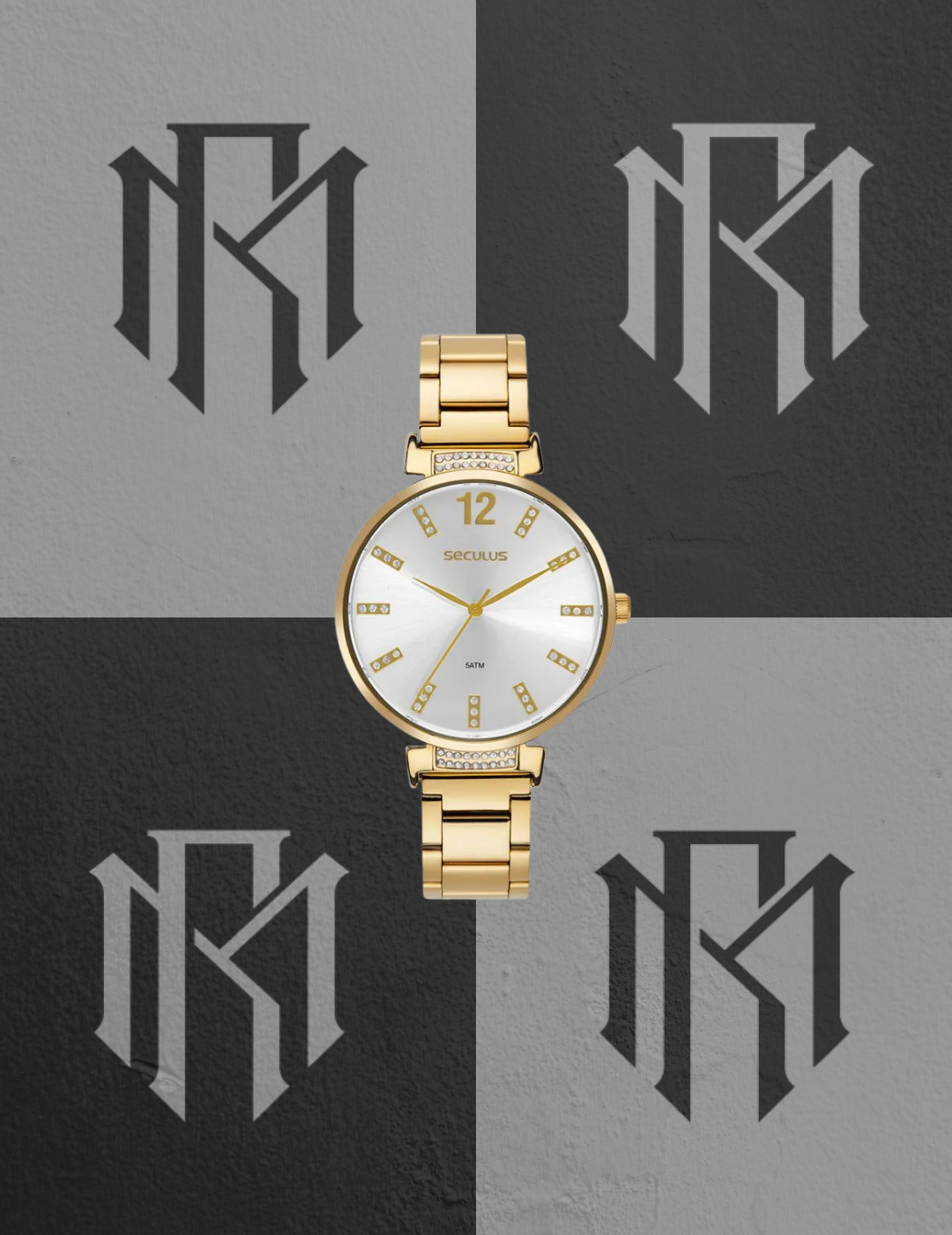 Relógio Seculus Feminino 40mm Prata e Dourado Analógico Minimalista 5ATM