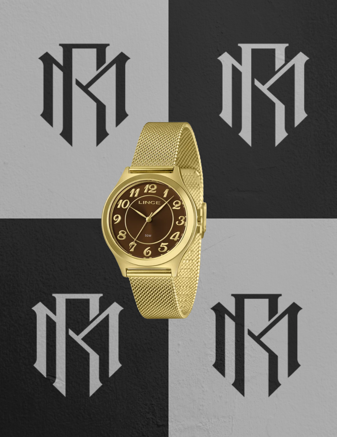 O Relógio Lince Dress Dourado com Mostrador Marrom