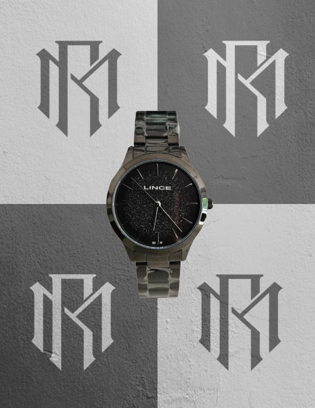 Relógio Lince Feminino Preto All Black com Mostrador Cintilante