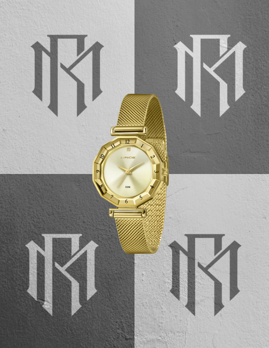 Relógio Lince LRR4834L34 C1RX Dourado Grace Mesh 50m