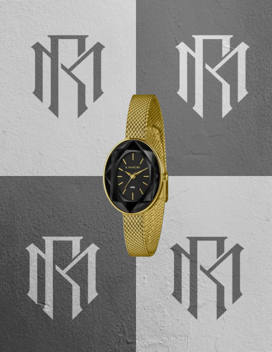 Relógio Lince LRG4830L27 P1KX Feminino Dourado Mesh 50m