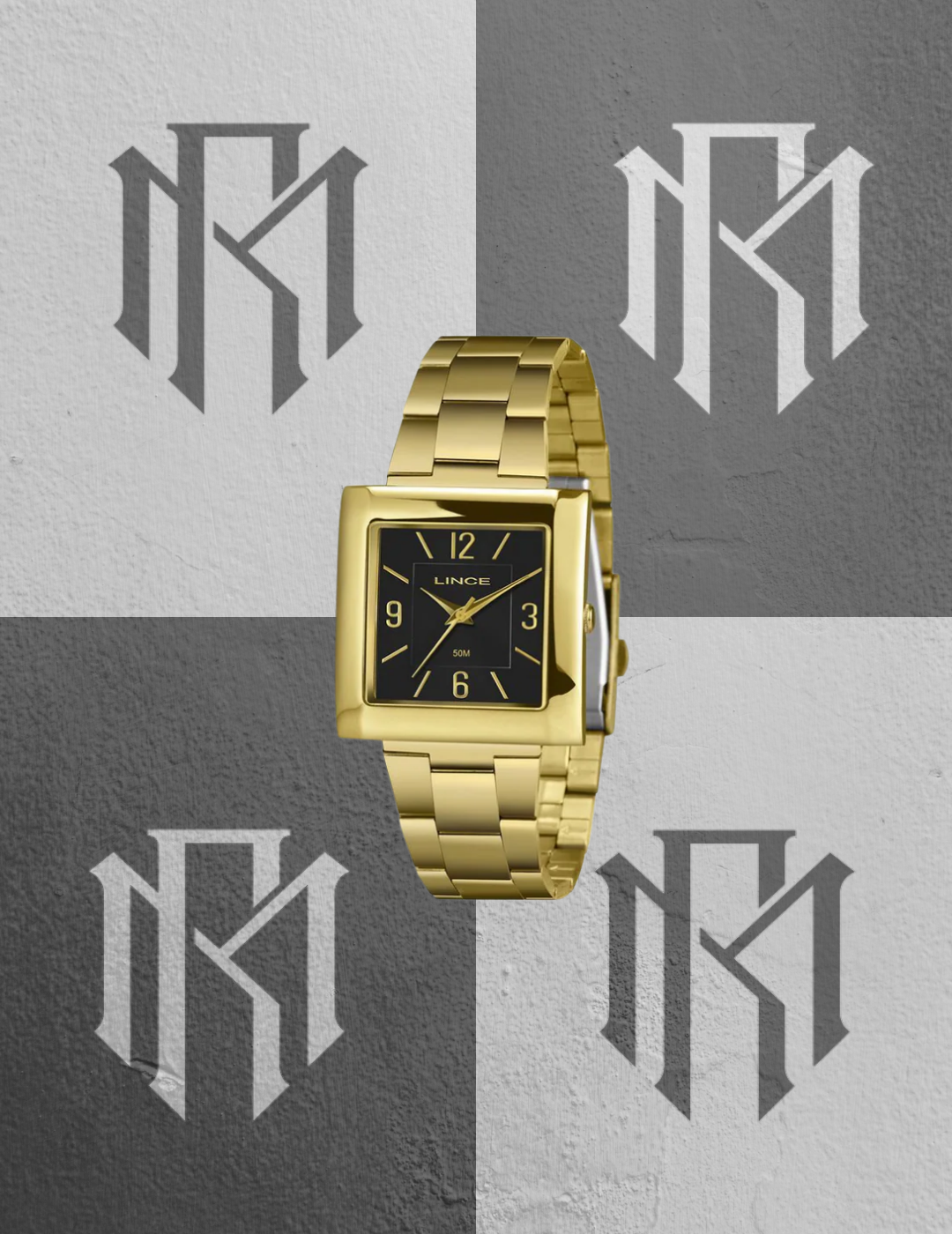 Relógio Lince LQG4767L34 P2KX Feminino Dourado Quadrado 50m
