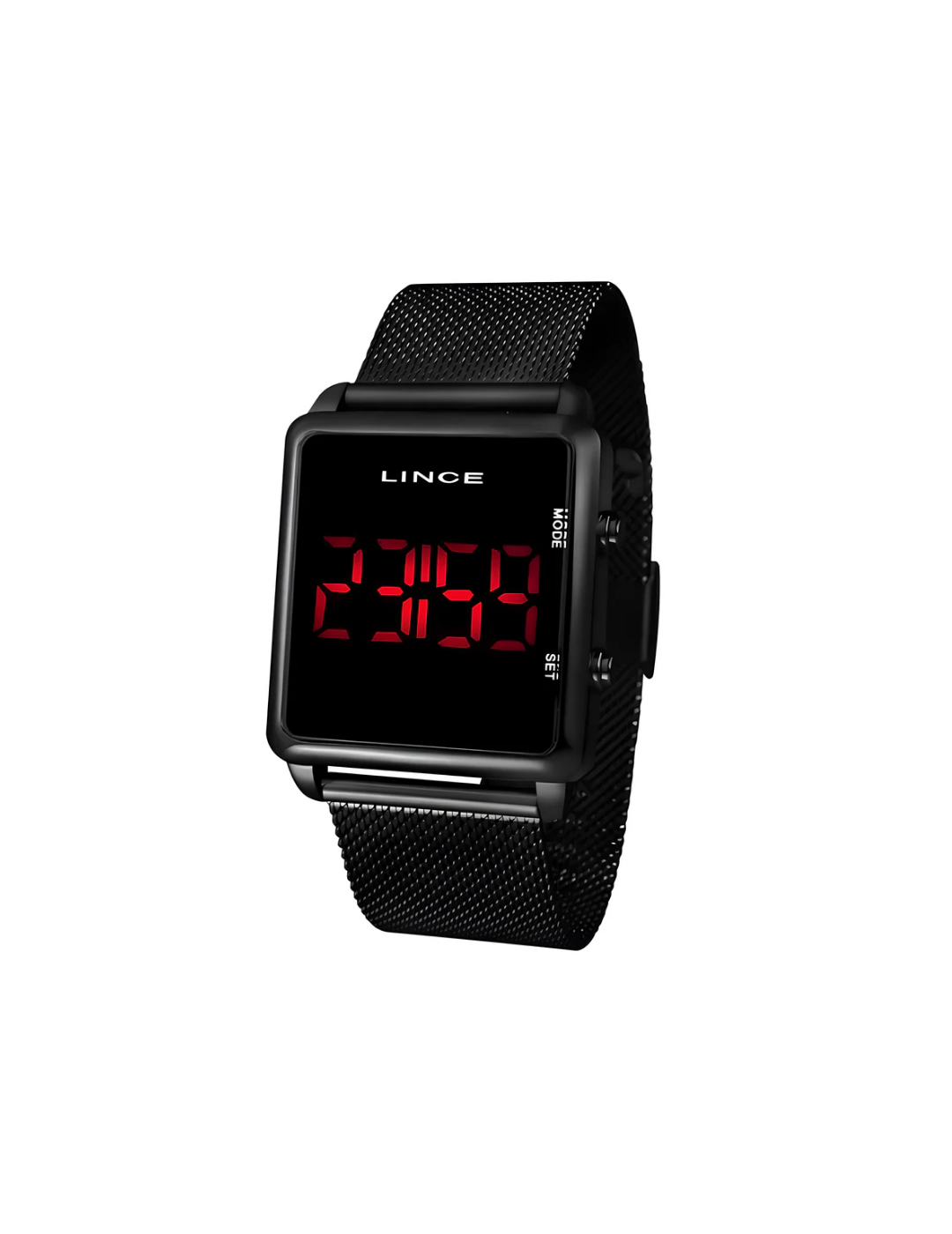 Relógio Lince Digital Preto Unissex LED Mesh RM IMPORTS