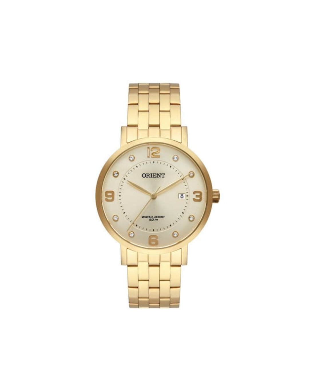Relógio Feminino Orient Dourado com Mostrador Champanhe – 38 mm