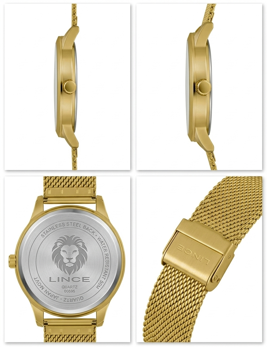 Relógio Masculino Lince Dourado Modelo Mrg4494s