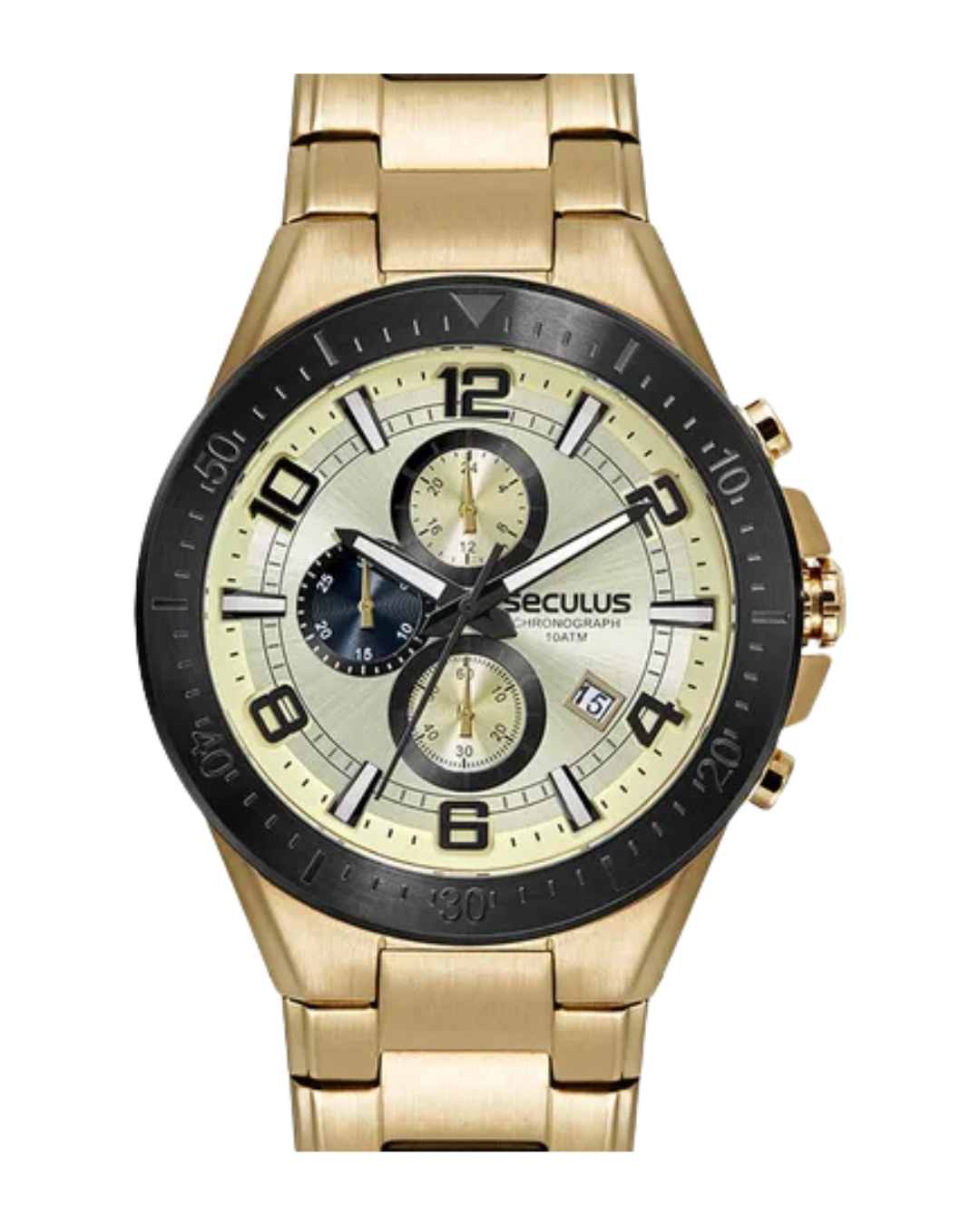 Relógio Seculus Masculino Cronógrafo Dourado