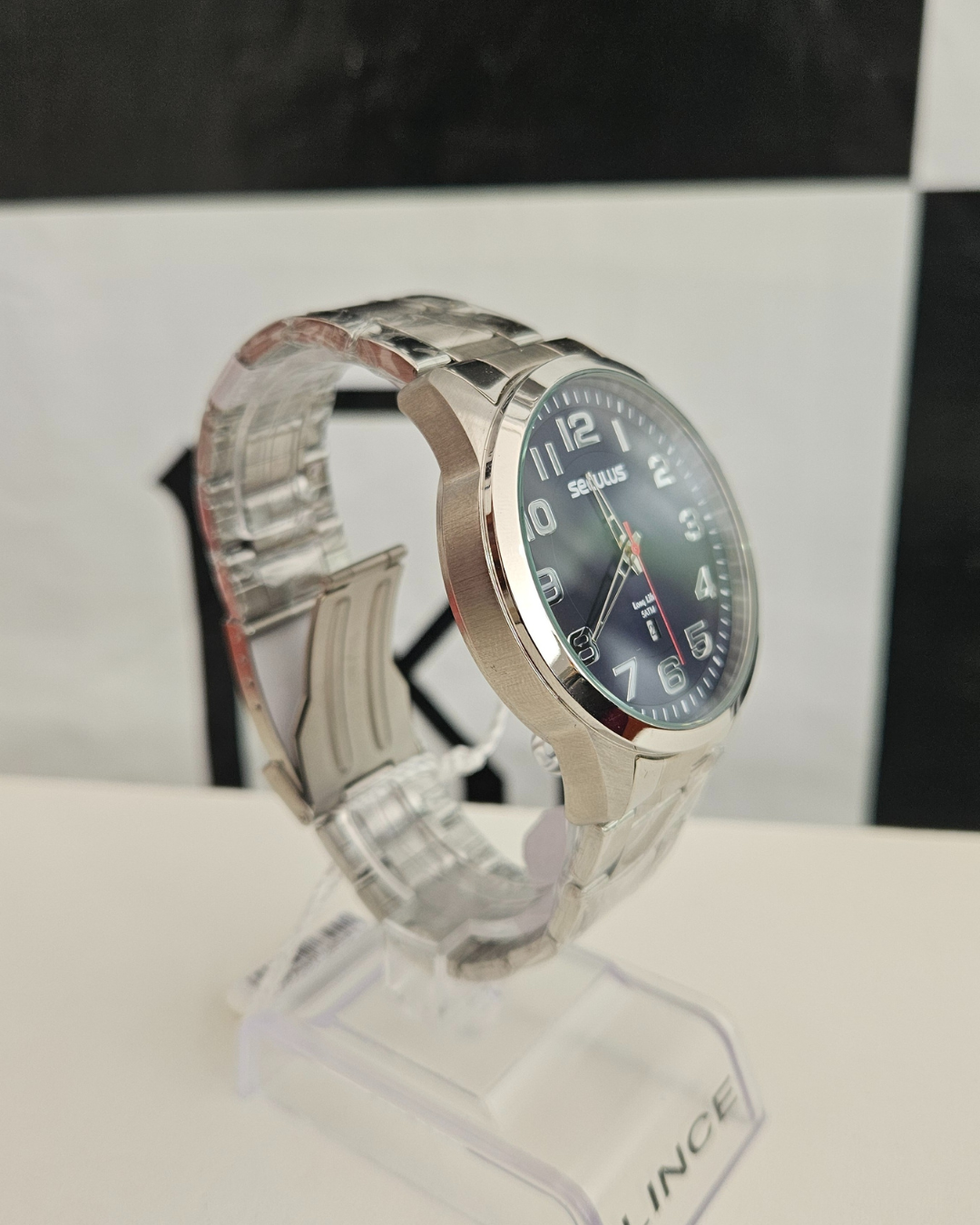 Relógio Seculus Masculino Long Life Prata Mostrador Azul