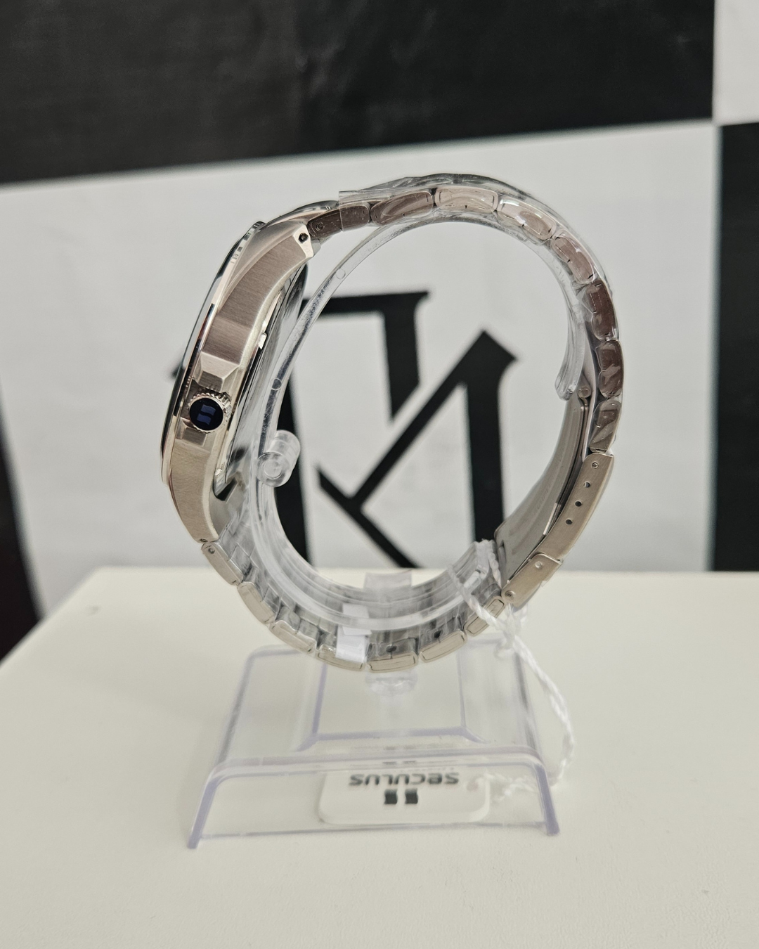 Relógio Seculus Masculino Aço Prata Fundo Preto