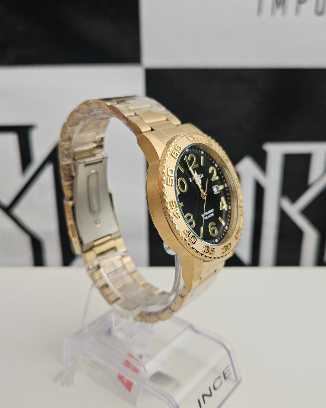 Relógio X-Watch Masculino Casual Dourado.