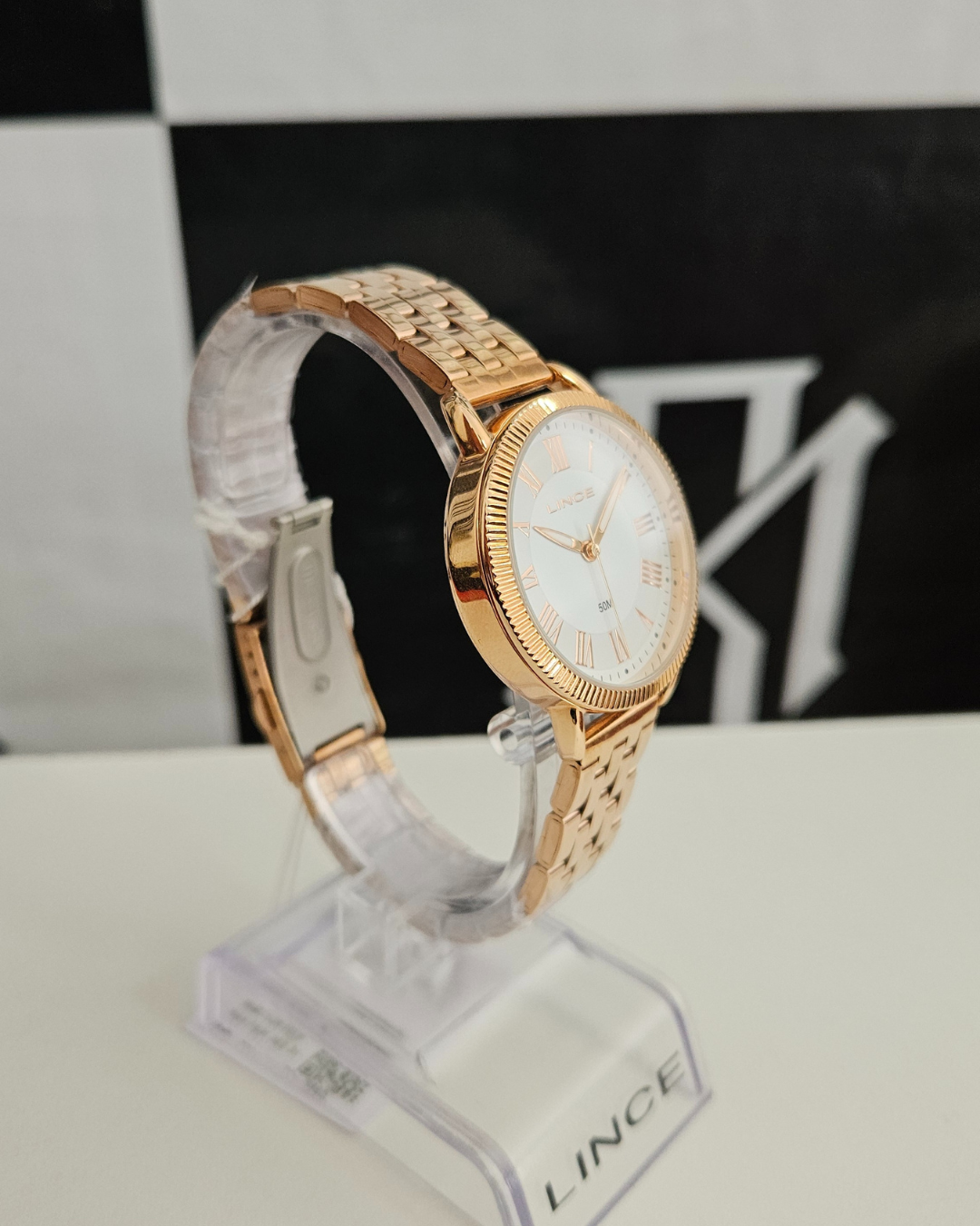 Relógio Lince Rosê Gold Feminino Romano