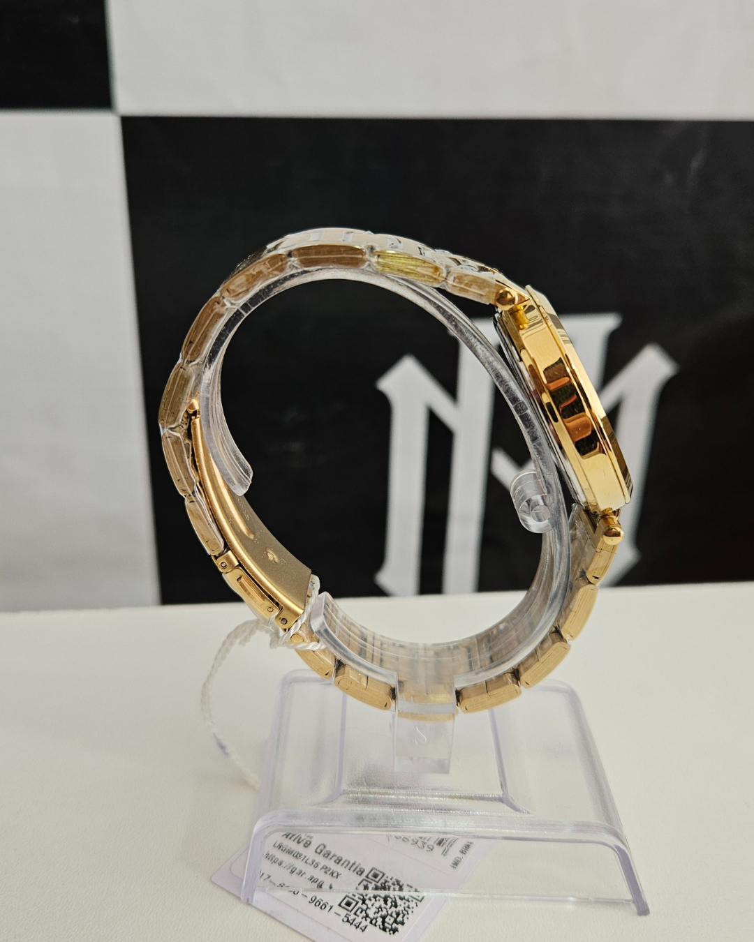 Relógio Lince Feminino Dourado Mostrador Preto Analógico