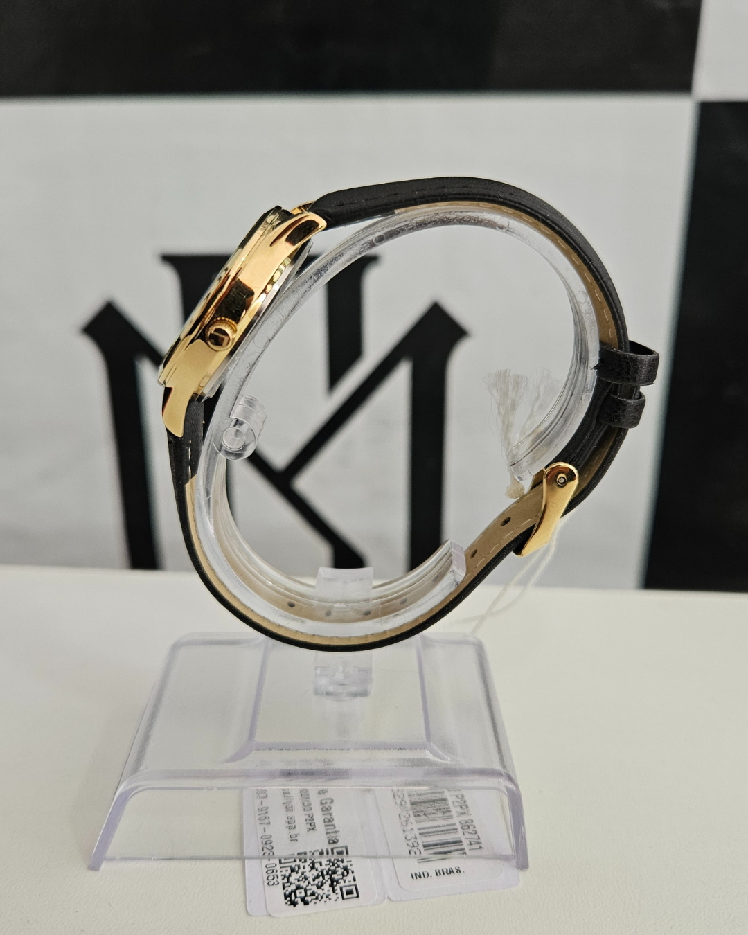 Relógio Lince Dress Feminino Dourado Couro Preto