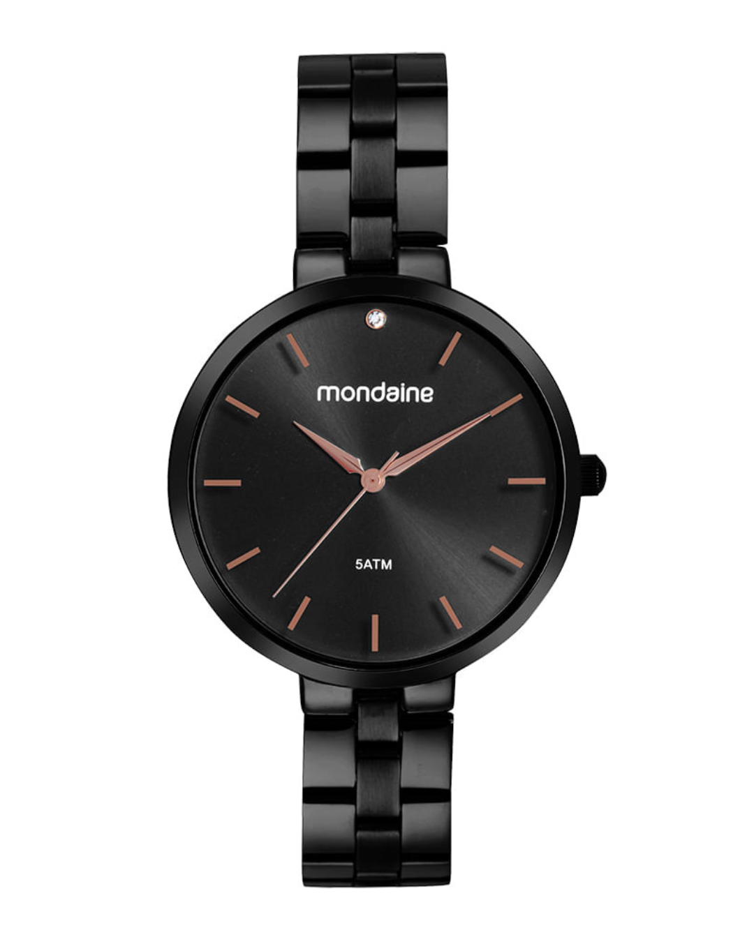 Relógio Mondaine Feminino Preto Minimalista Rosé Gold