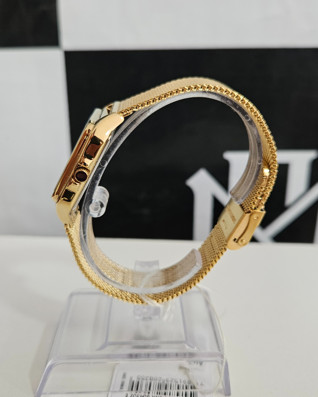 Relógio Feminino Lince Quadrado Dourado com Pulseira Mesh