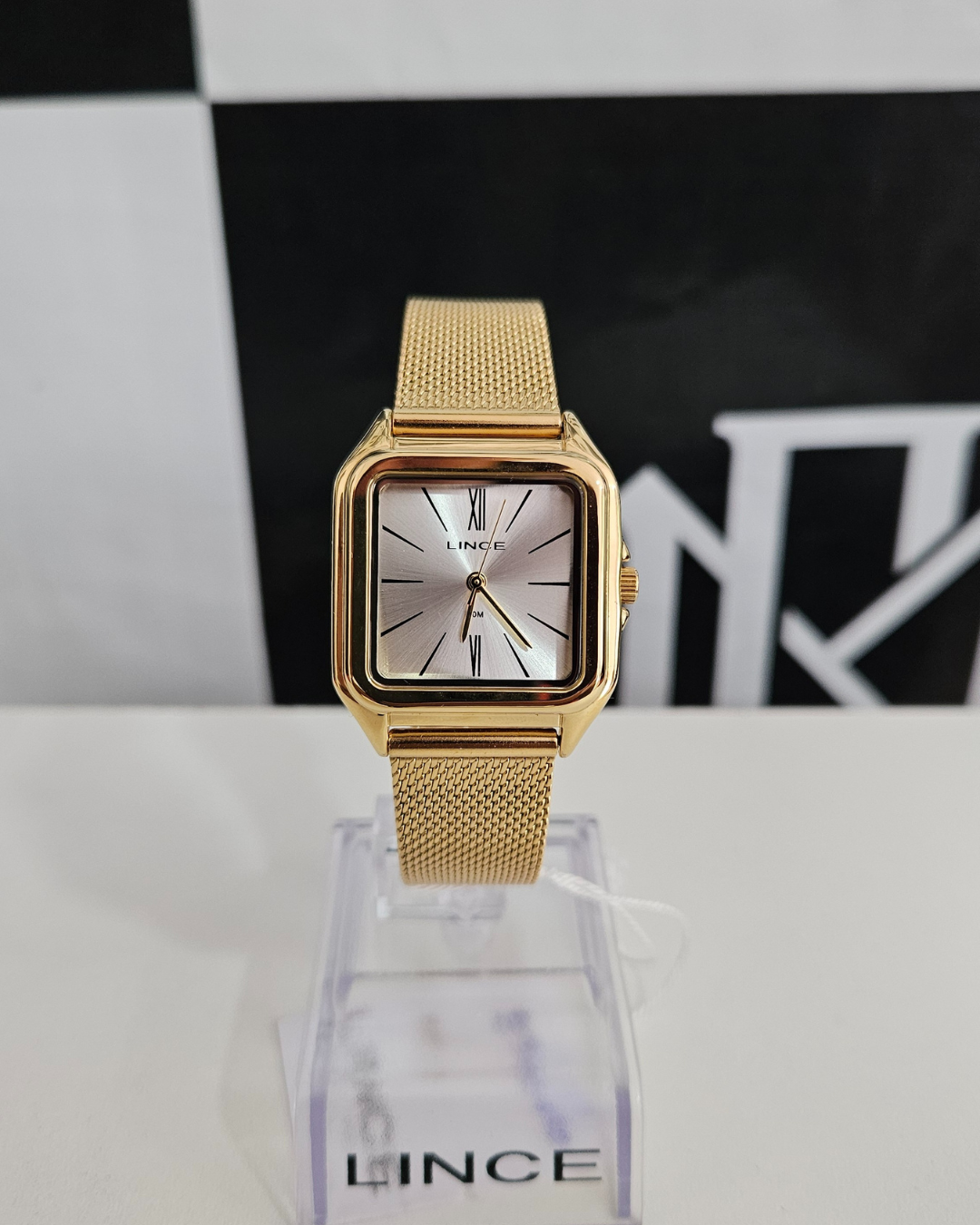 Relógio Feminino Lince Quadrado Dourado MQGH248L34