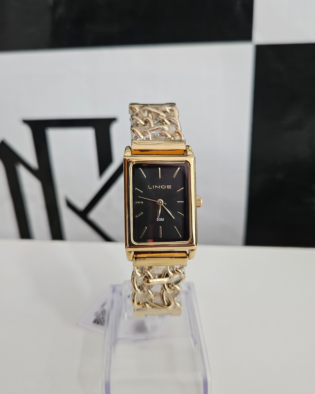 Relógio Feminino Lince Dourado Retangular Chain LQG4798L23
