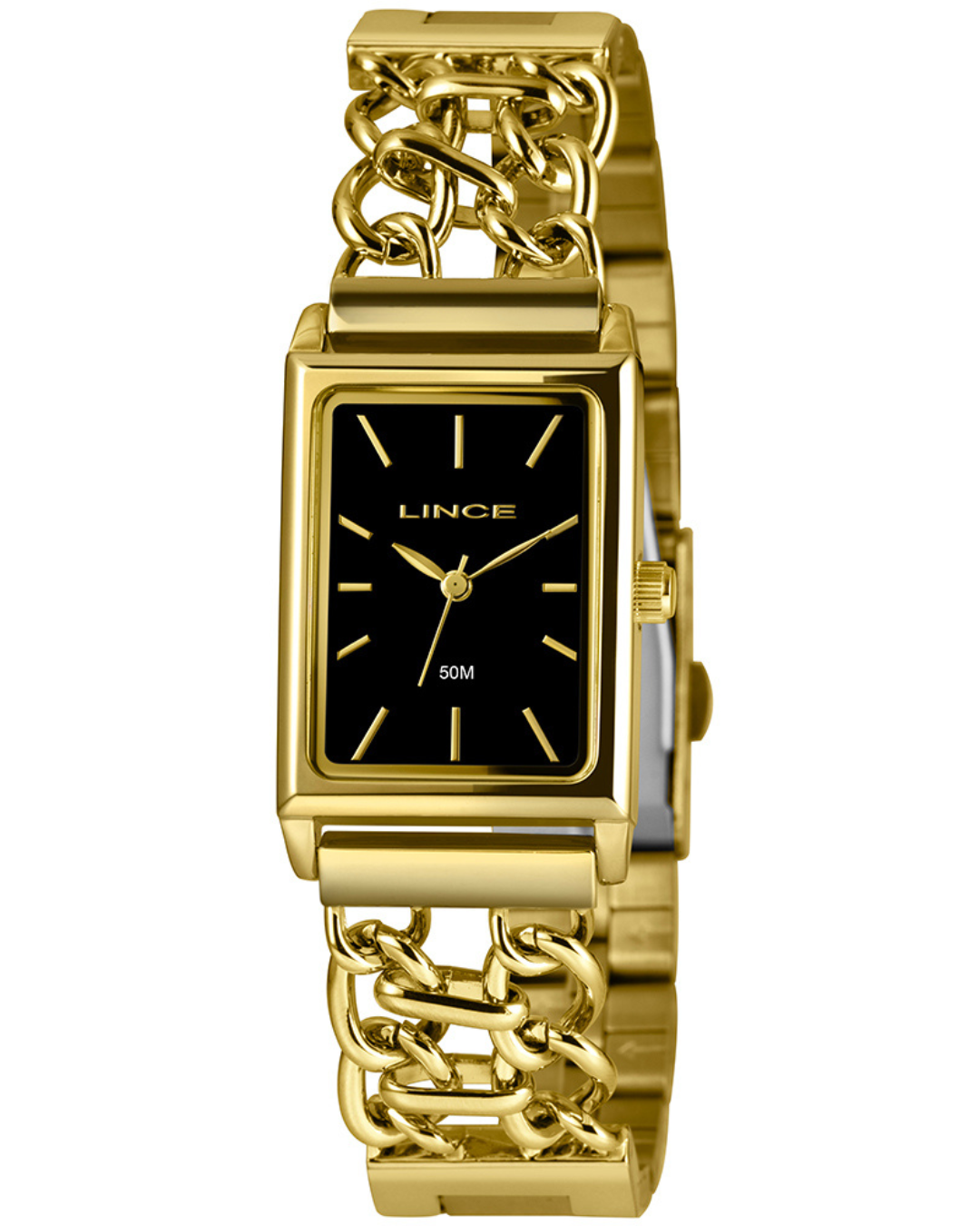 Relógio Feminino Lince Dourado Retangular Chain LQG4798L23