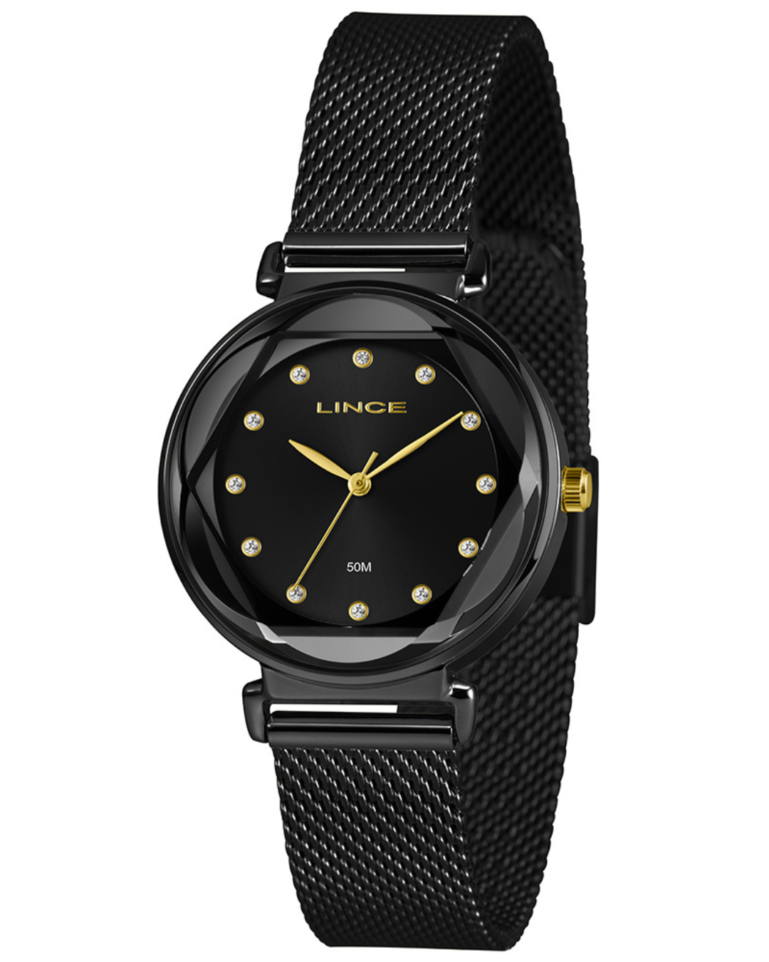 Relógio Feminino Lince Preto Urban Bisel Facetado LRN4807L