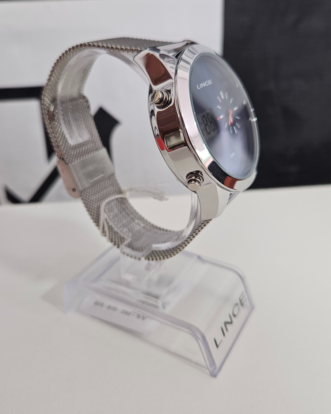 Relógio Lince Anadigi Masculino Prata Pulseira Mesh